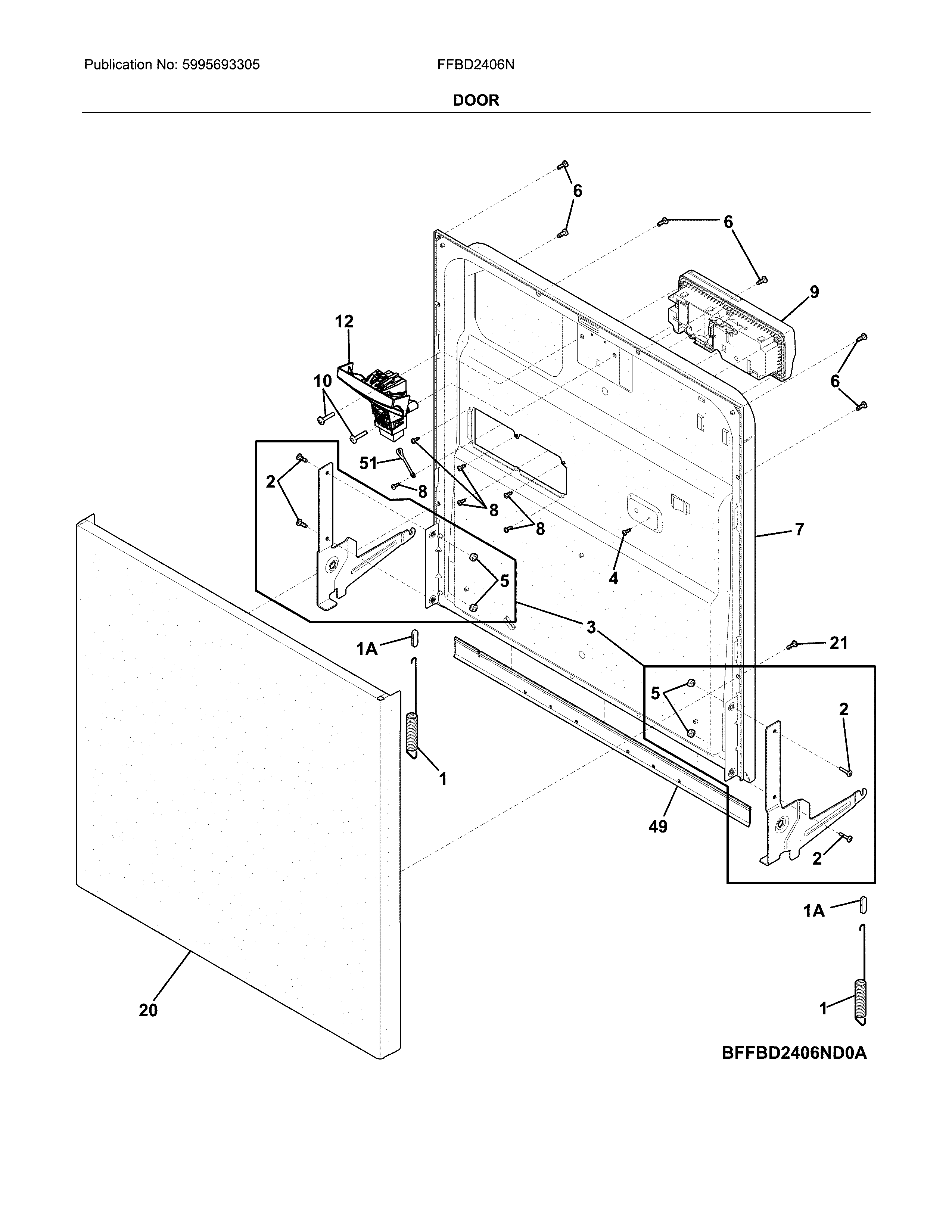 Frigidaire FFBD2406NS11B door diagram