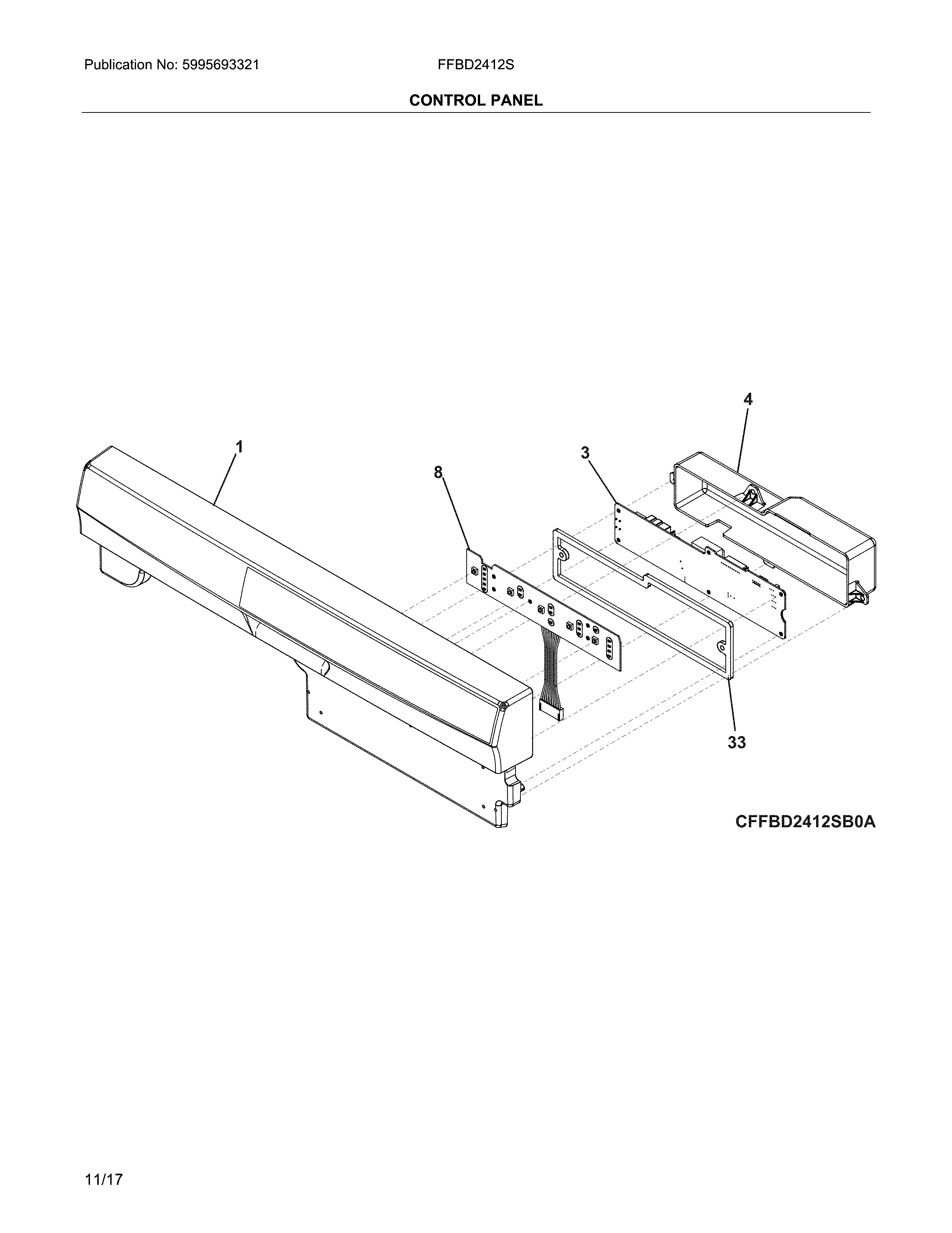 Frigidaire FFBD2412SB2A control panel diagram