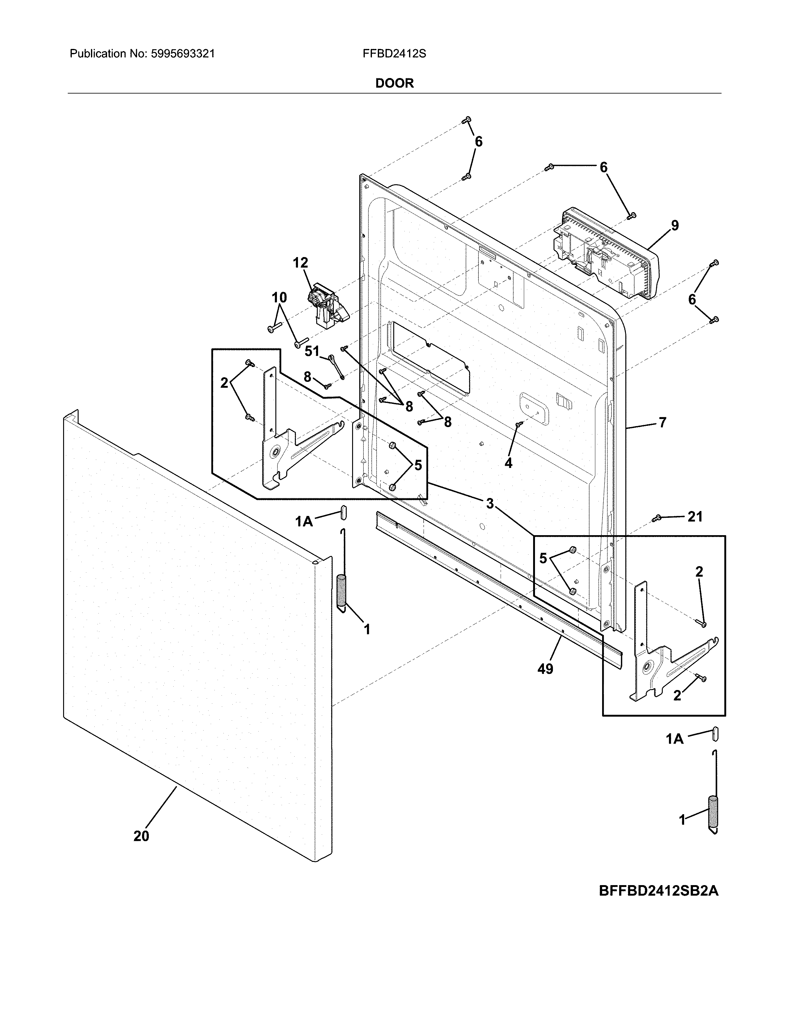 Frigidaire FFBD2412SB2A door diagram