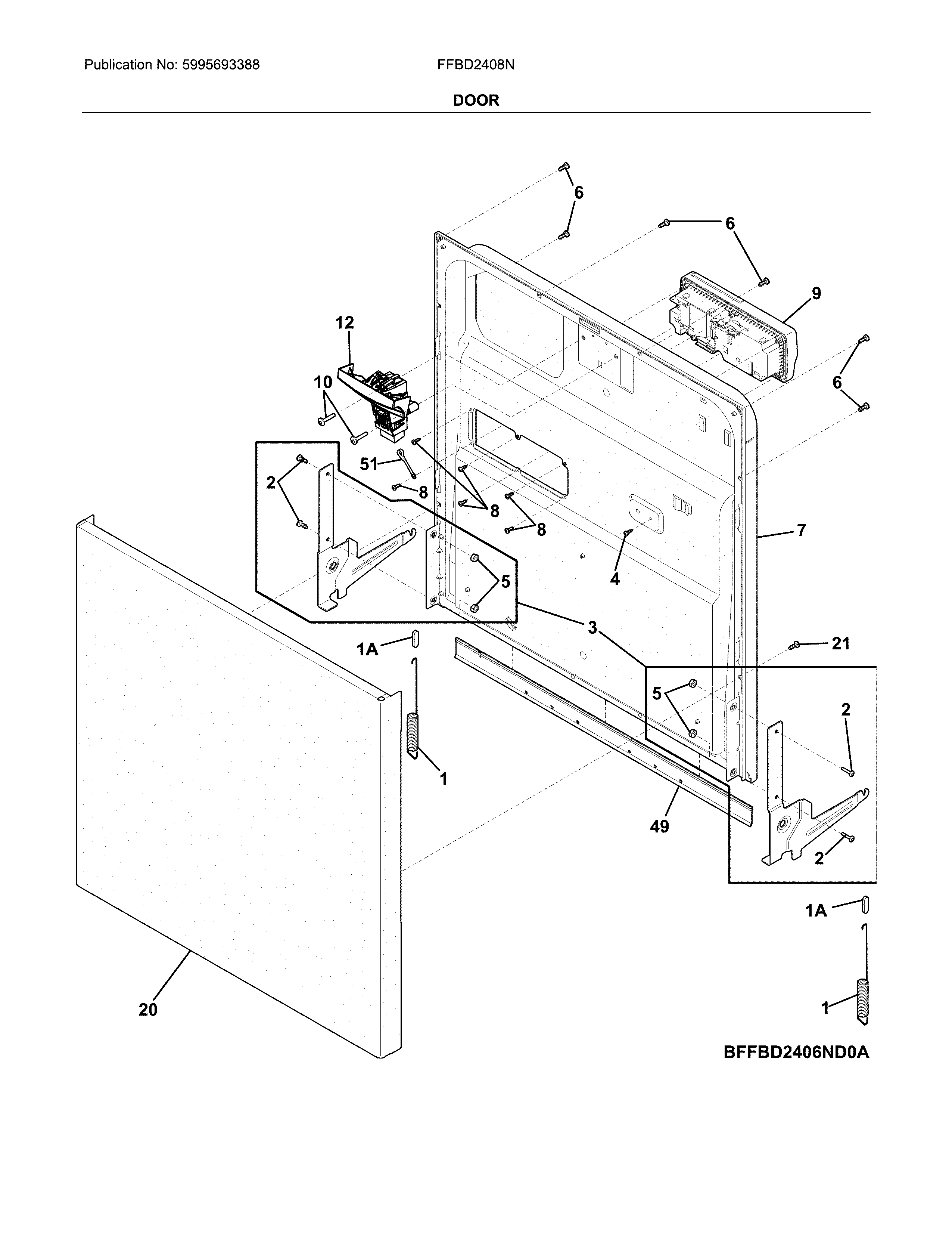 Frigidaire FFBD2408NS10C door diagram