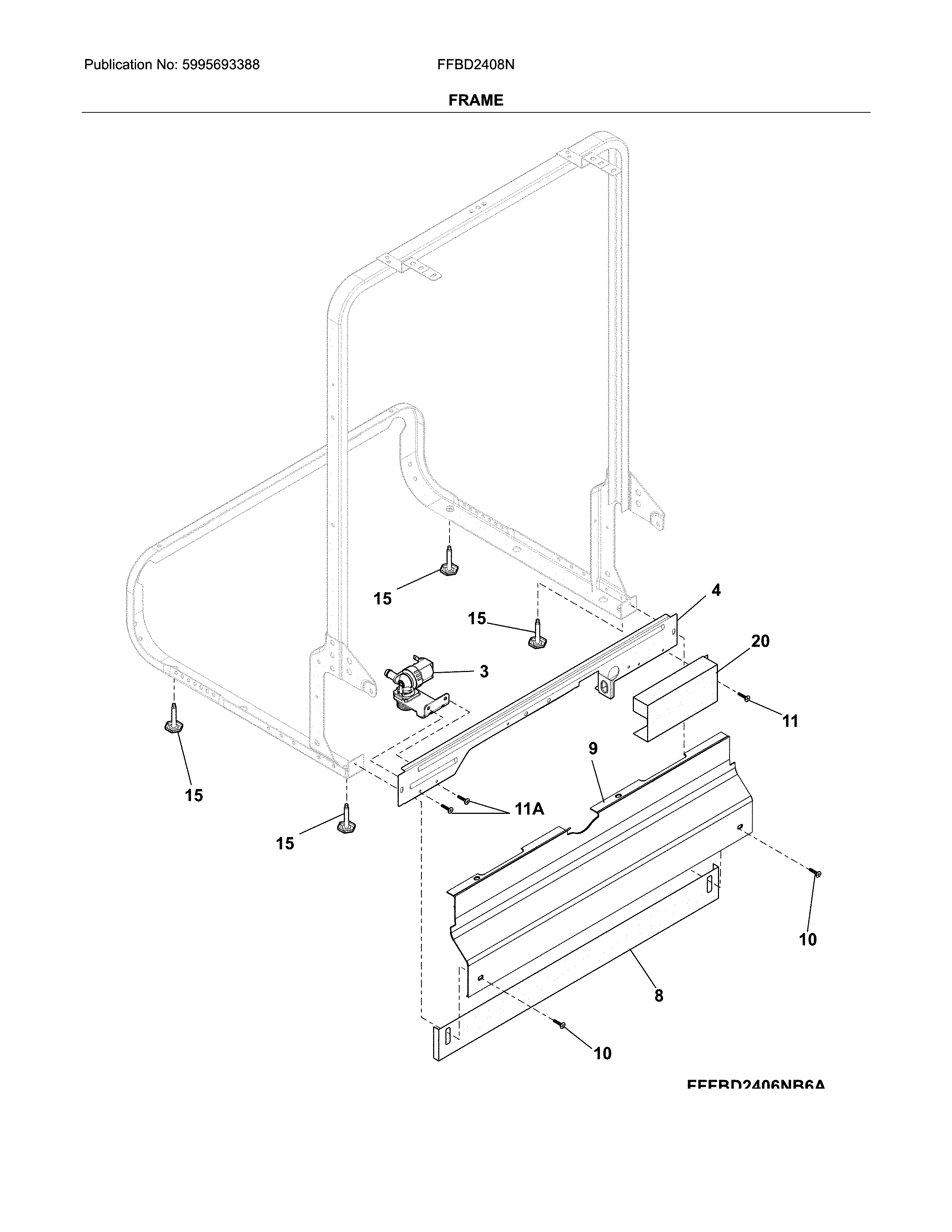 Frigidaire FFBD2408NS10C frame diagram