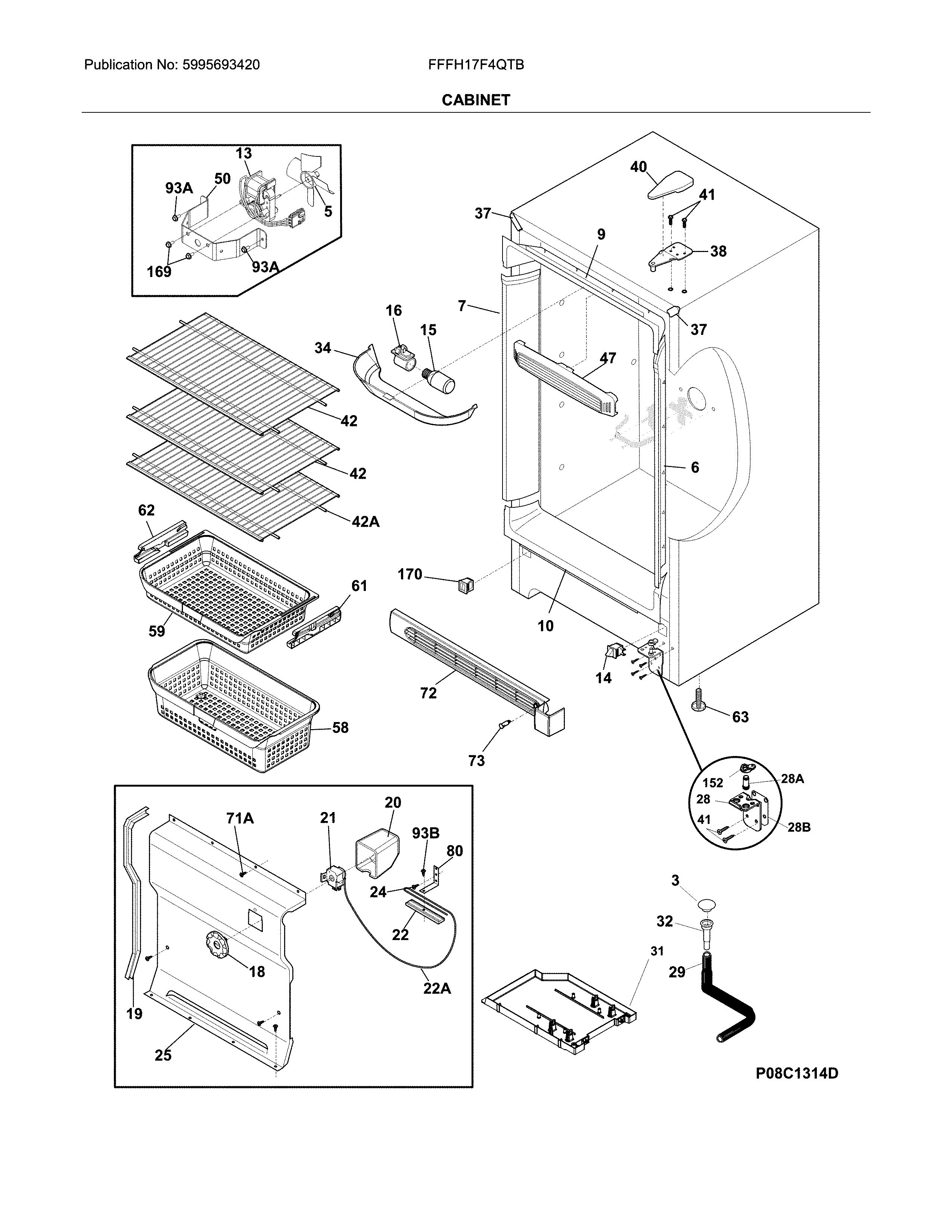 Frigidaire FFFH17F4QTB cabinet diagram