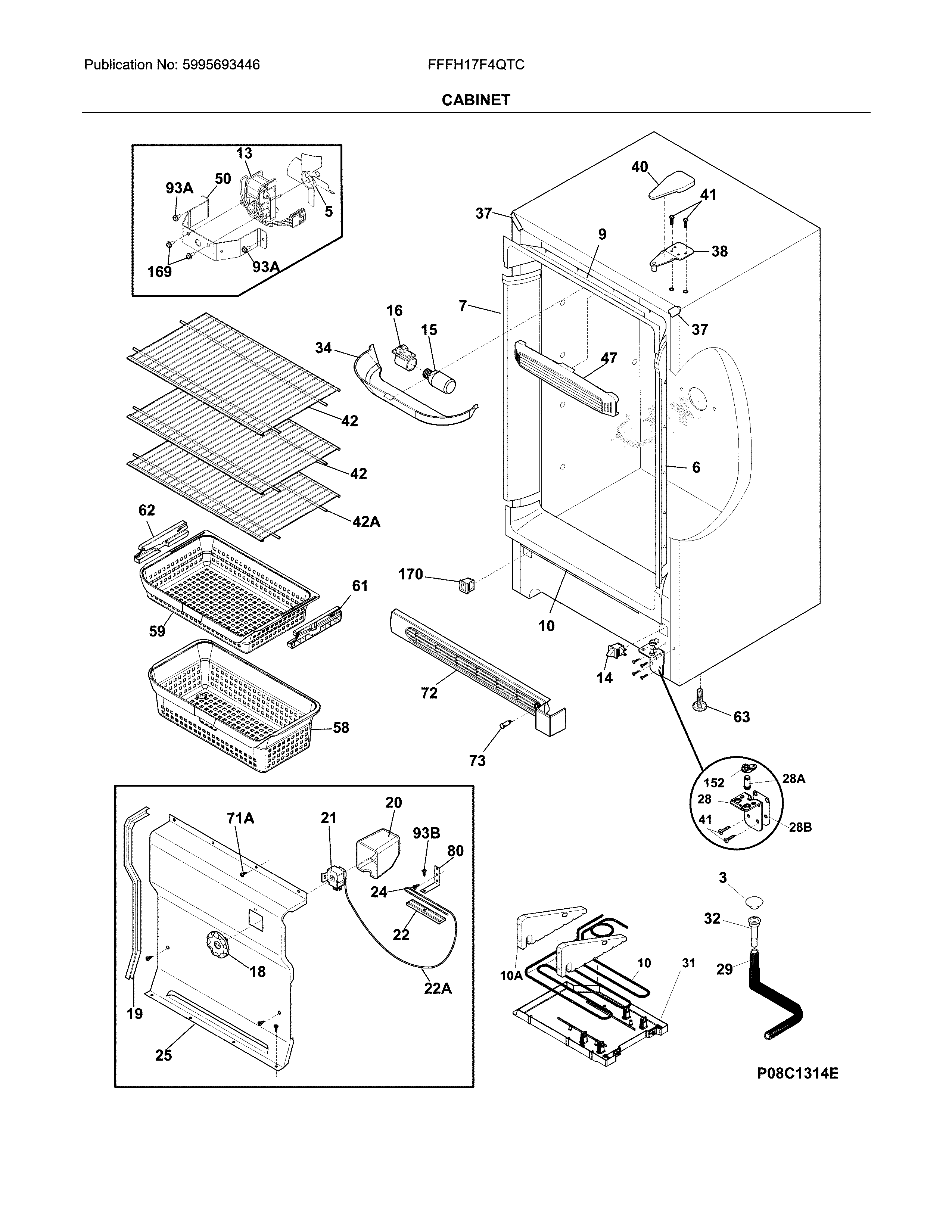 Frigidaire FFFH17F4QTC cabinet diagram