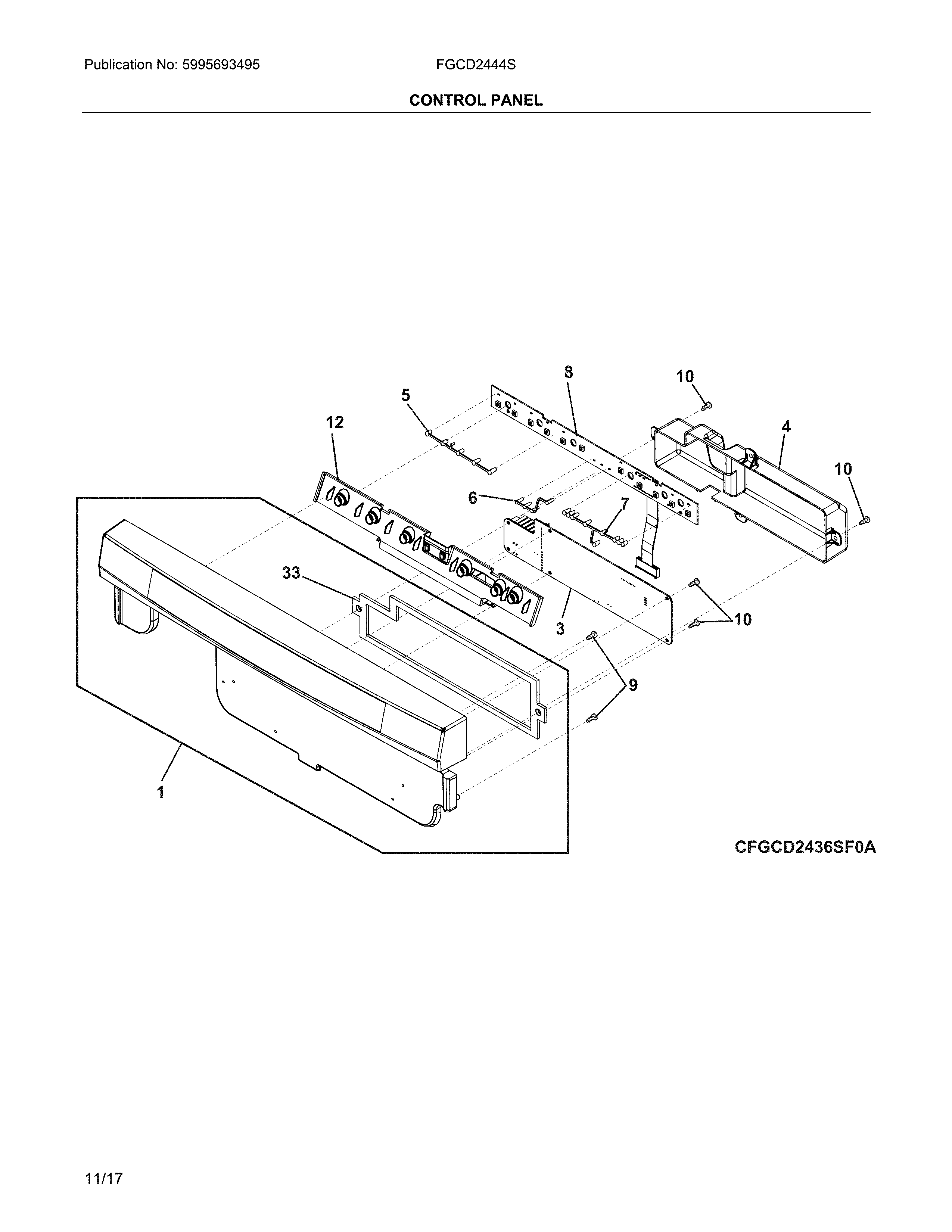 Frigidaire FGCD2444SW2A control panel diagram
