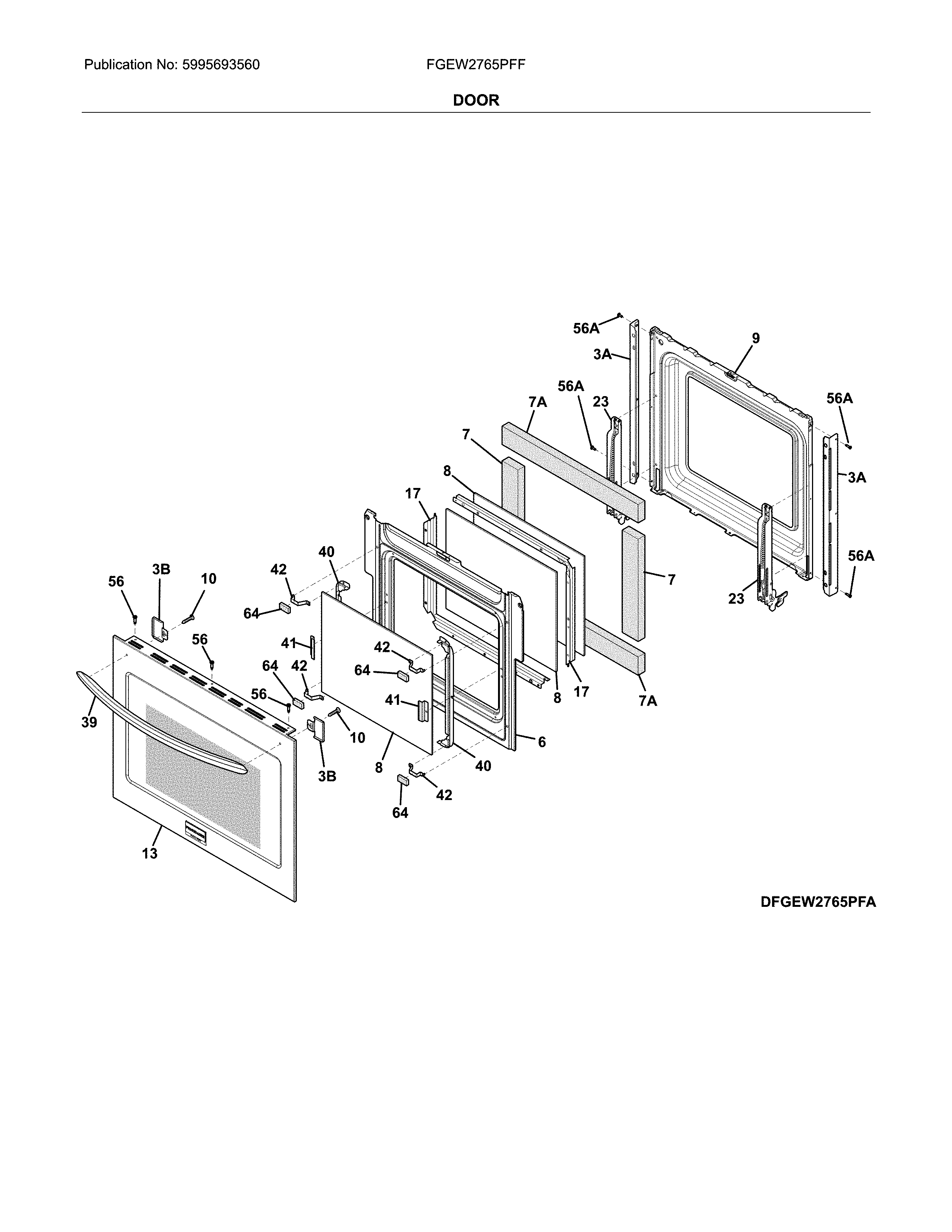 Frigidaire FGEW2765PFF door diagram