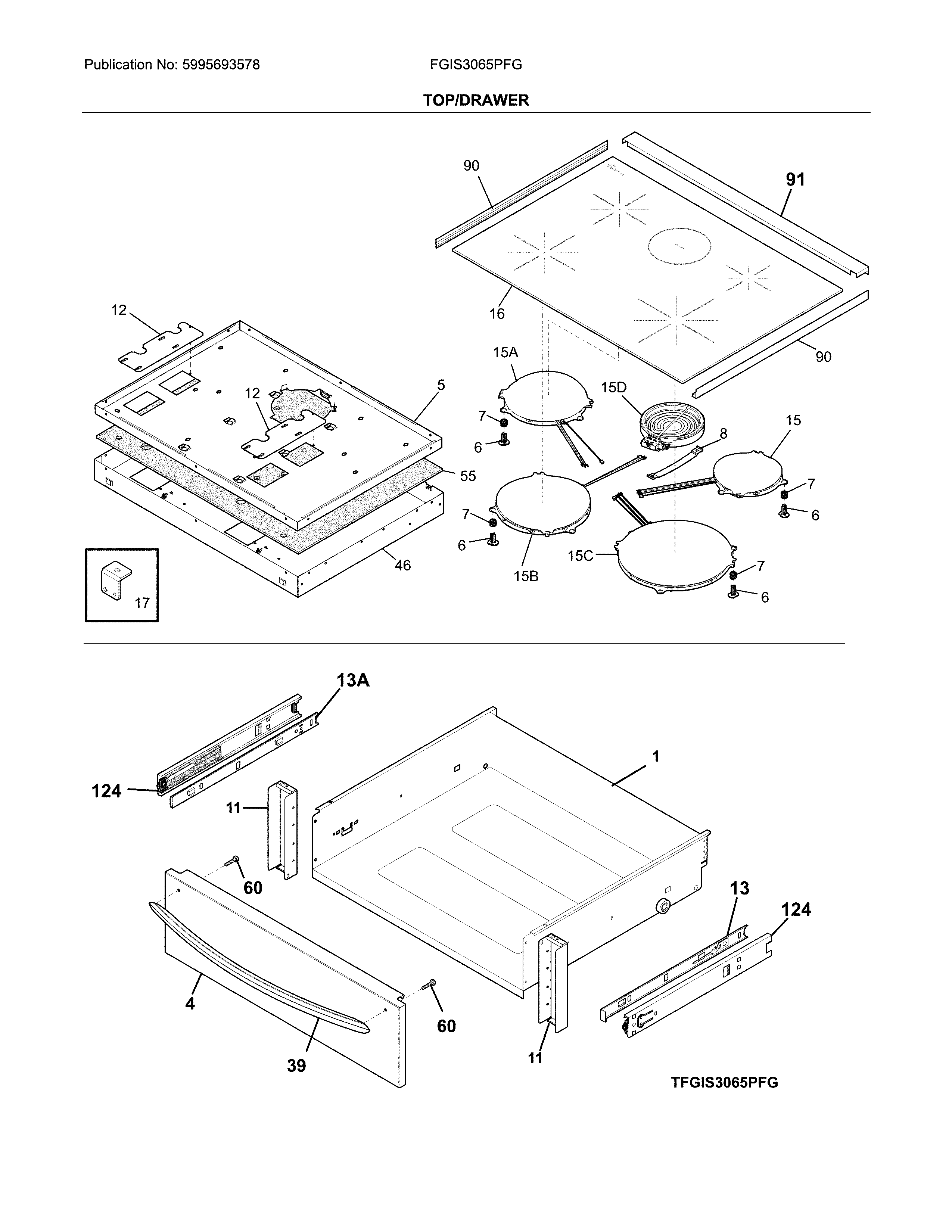 Frigidaire FGIS3065PFG top/drawer diagram