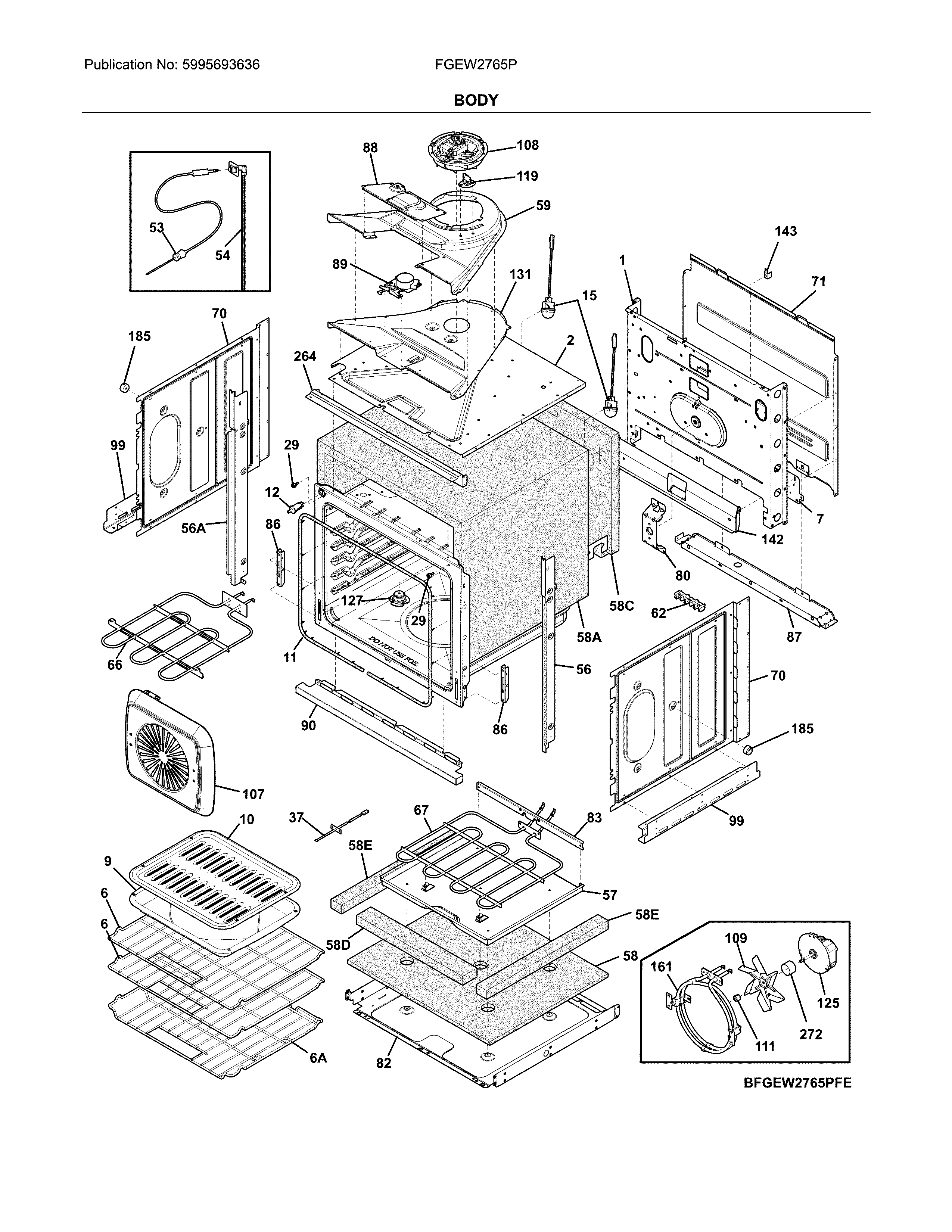 Frigidaire FGEW2765PWF body diagram