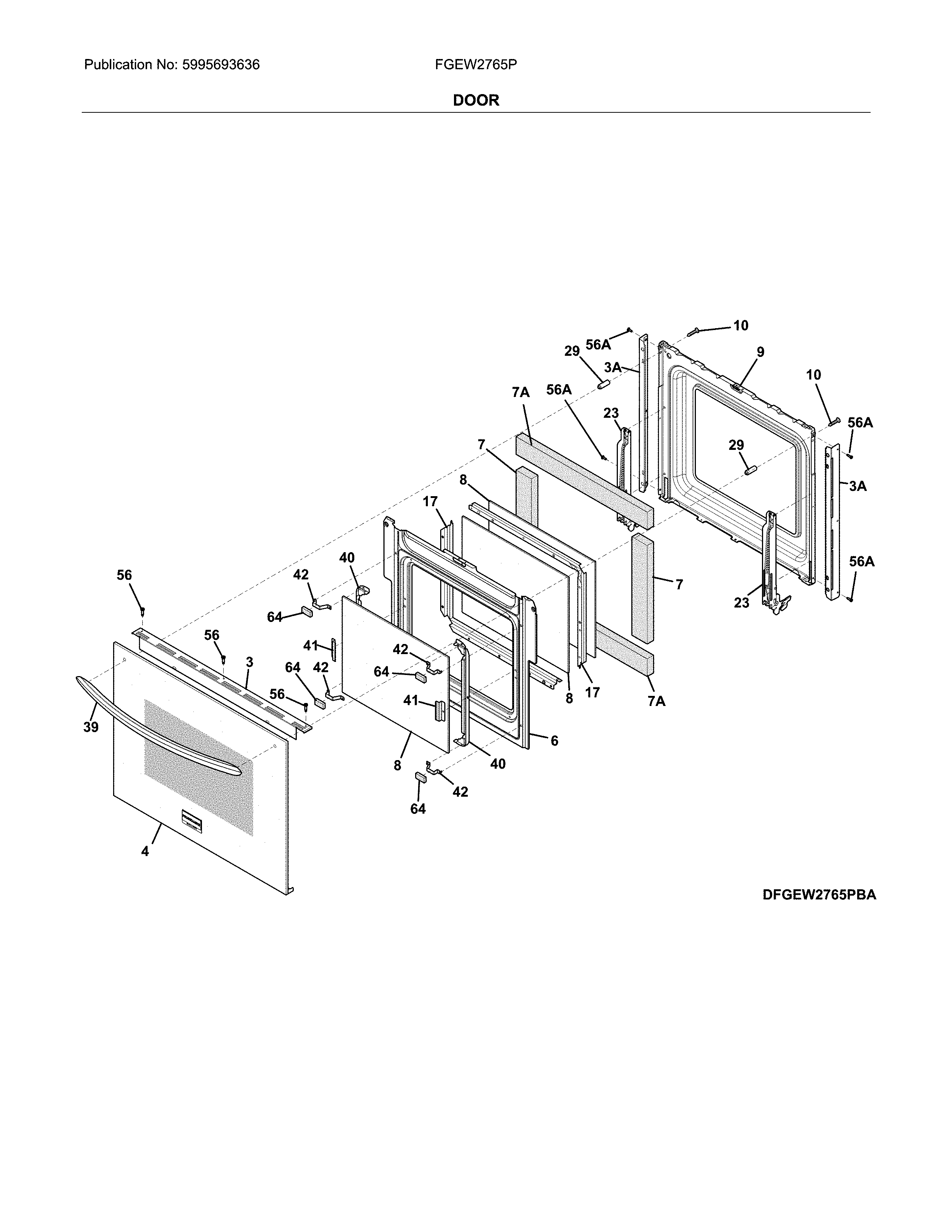 Frigidaire FGEW2765PWF door diagram