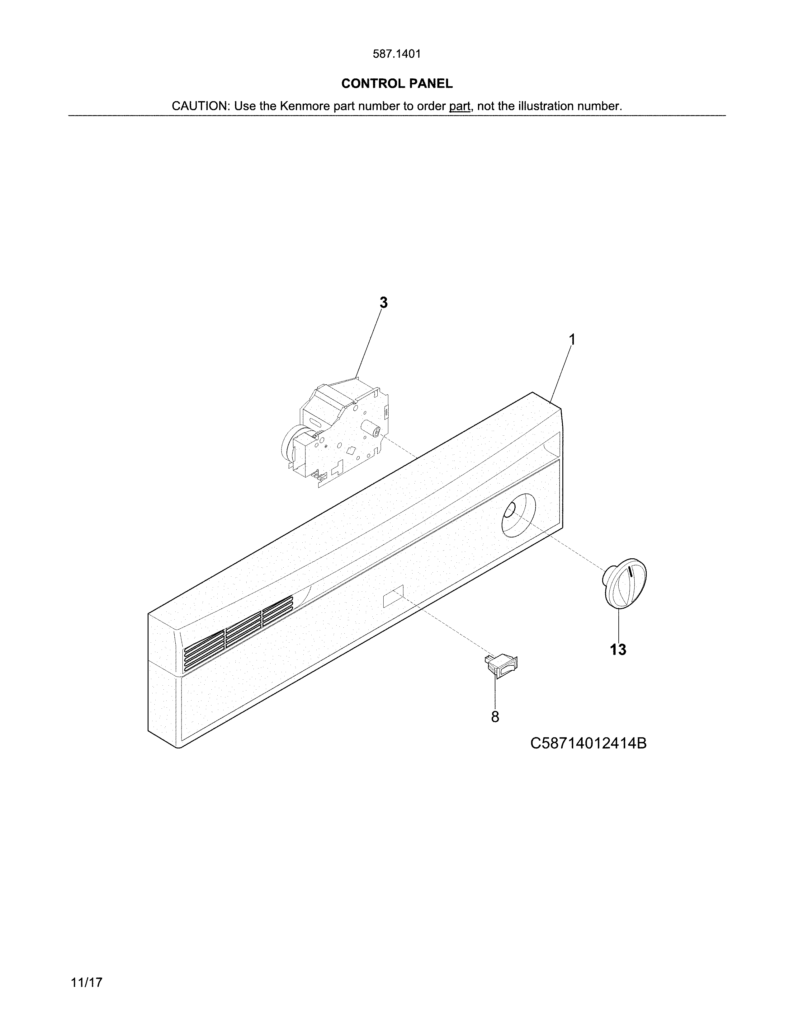 Kenmore 58714012415B control panel diagram