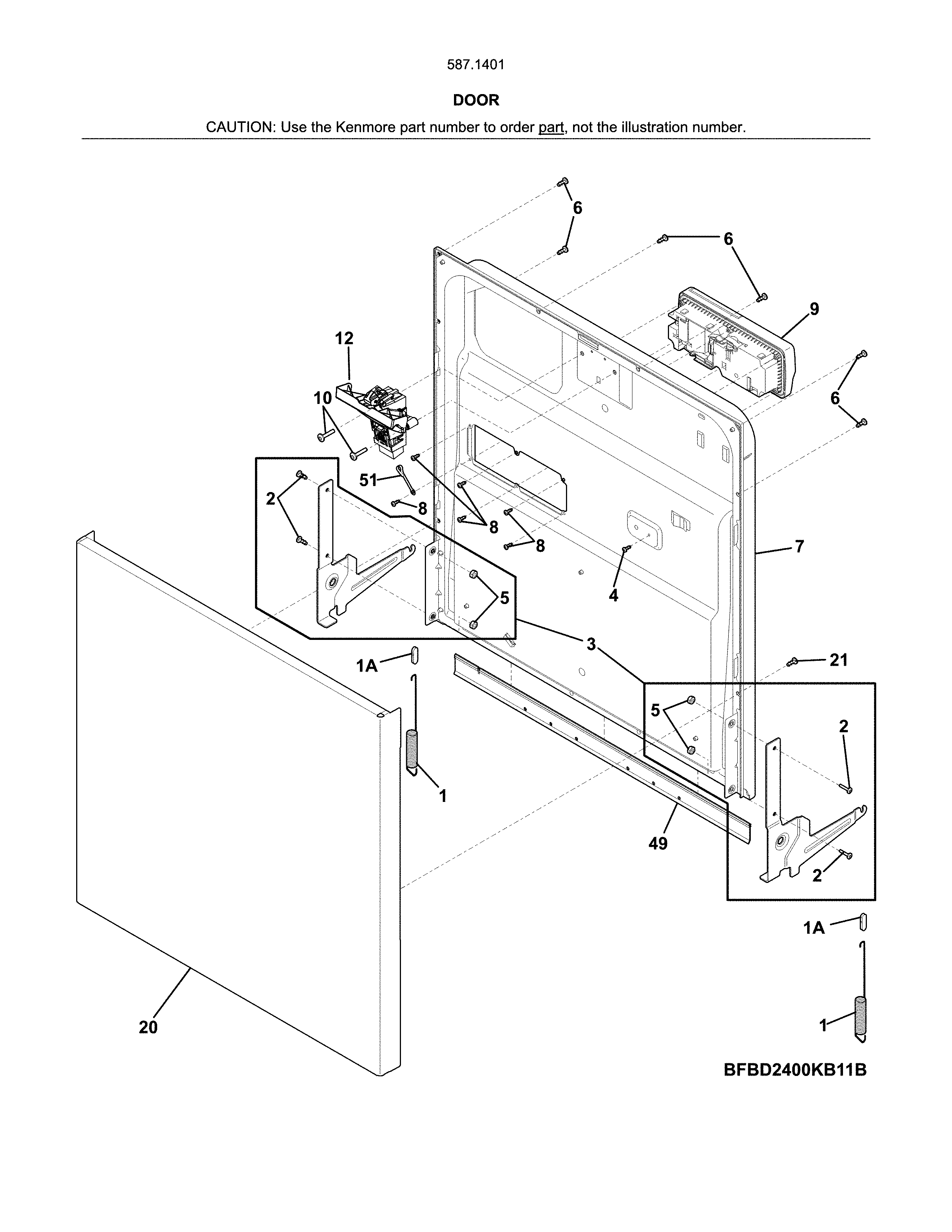 Kenmore 58714012415B door diagram