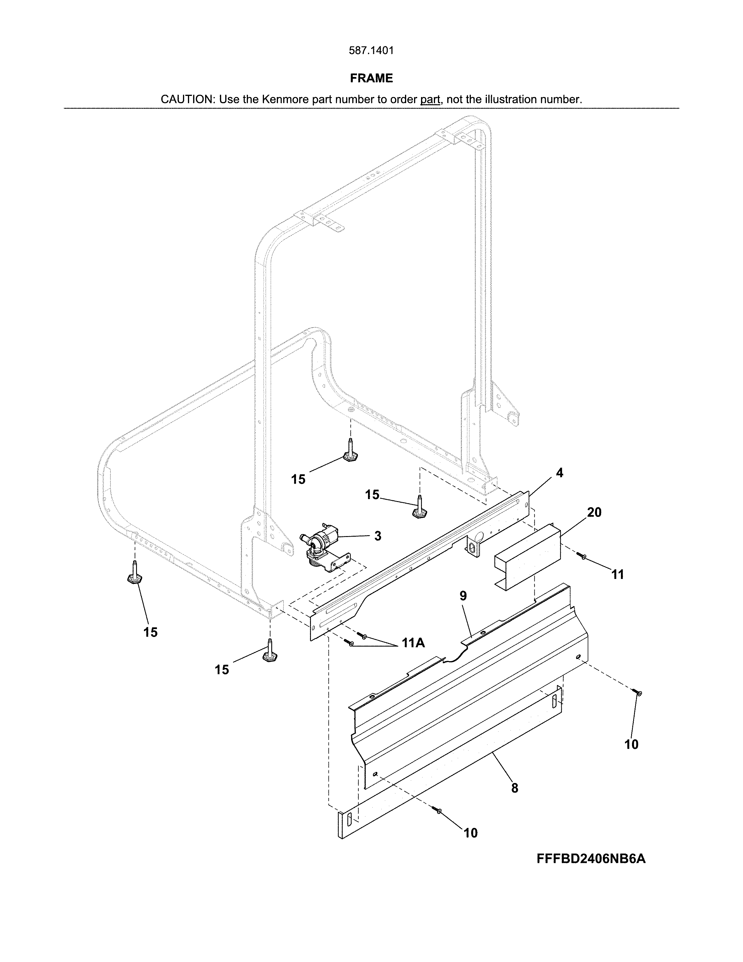 Kenmore 58714012415B frame diagram
