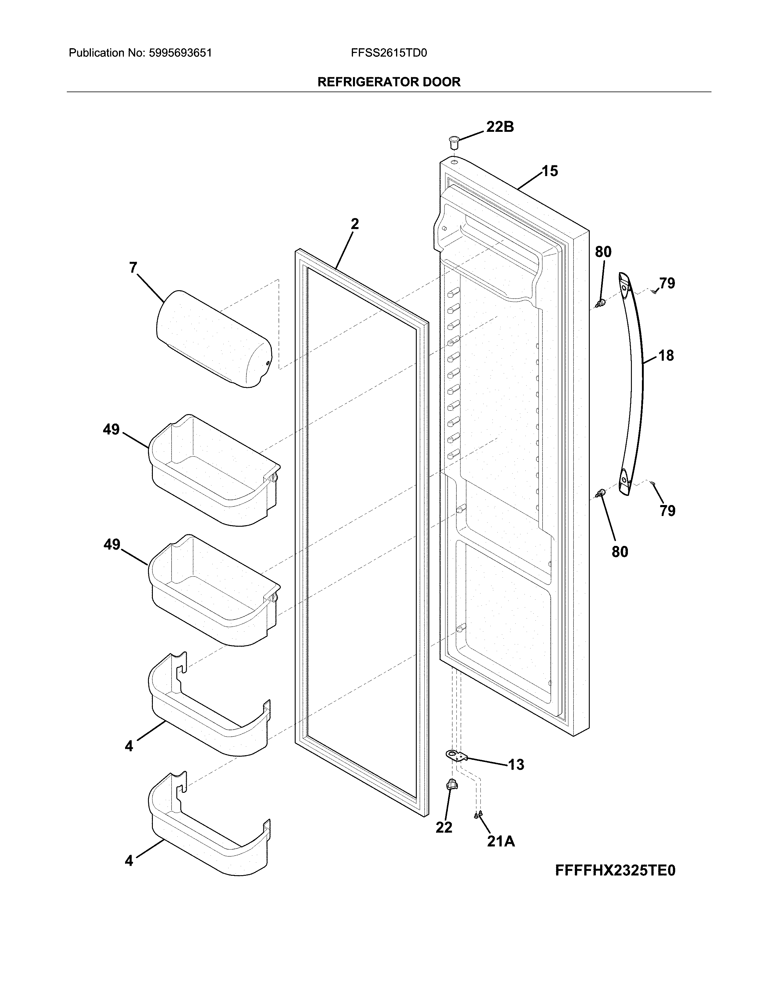 Frigidaire FFSS2615TD0 refrigerator door diagram
