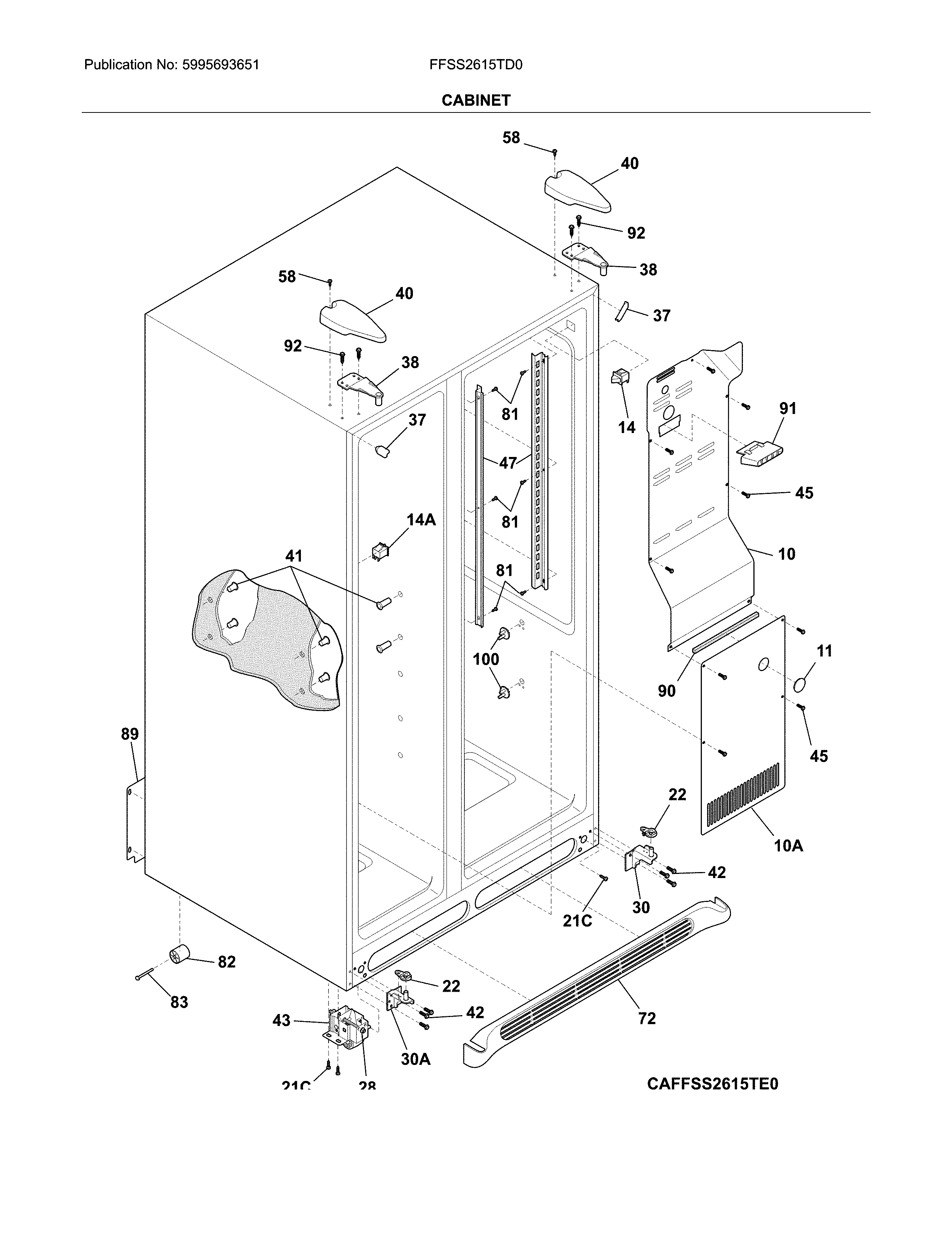 Frigidaire FFSS2615TD0 cabinet diagram