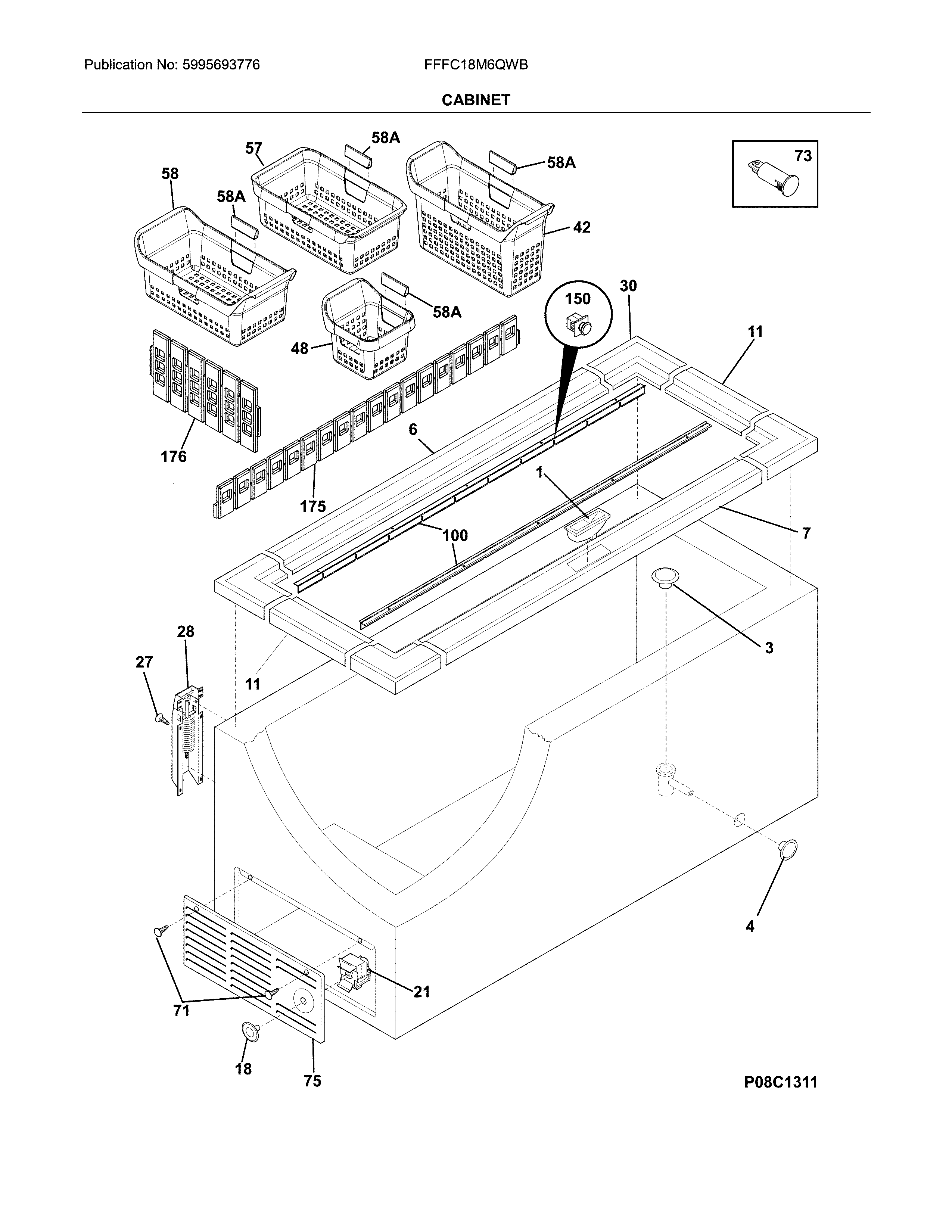 Frigidaire FFFC18M6QWB cabinet diagram