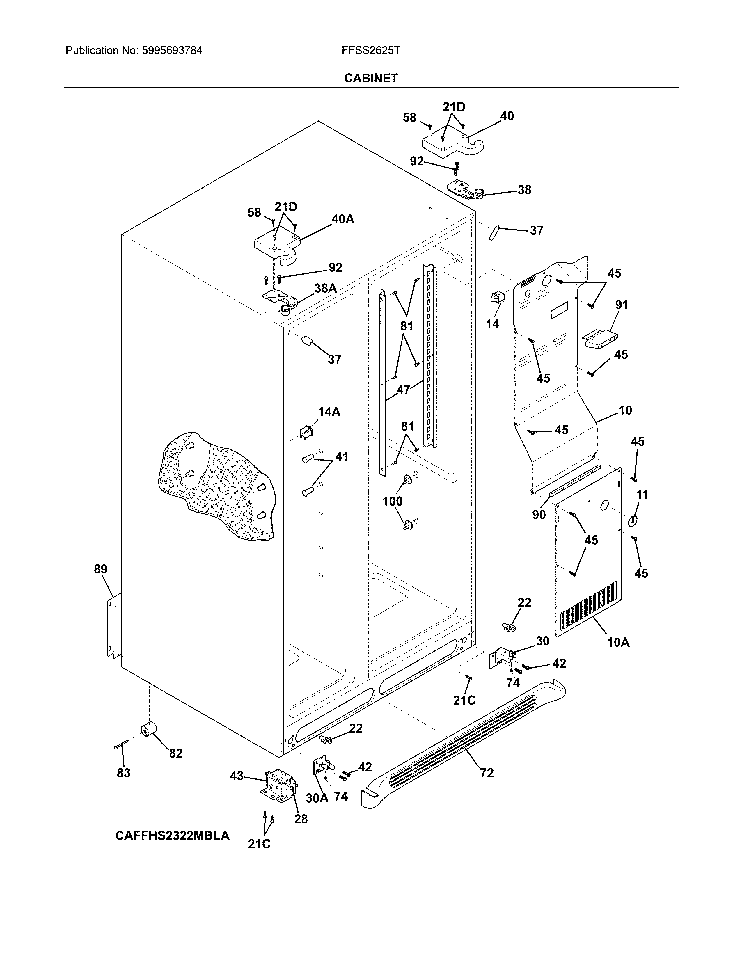 Frigidaire FFSS2625TS0 cabinet diagram