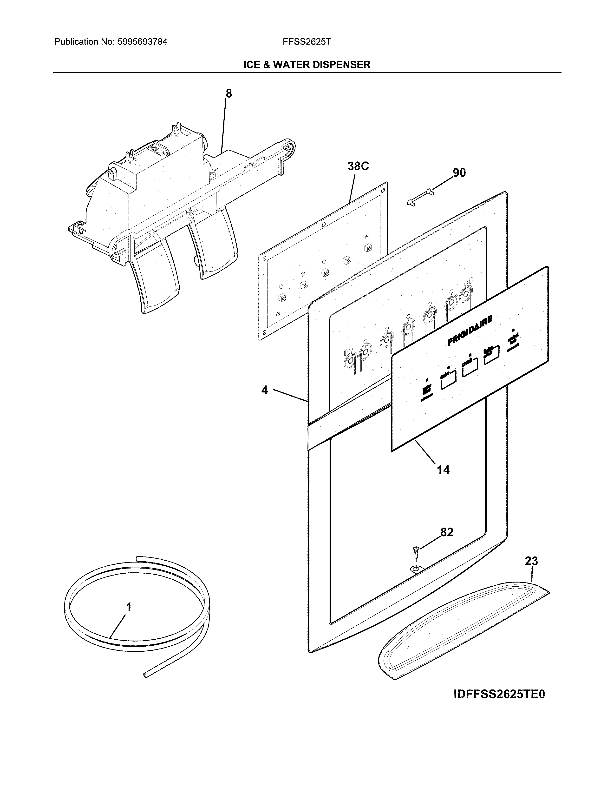 Frigidaire FFSS2625TS0 ice & water dispenser diagram