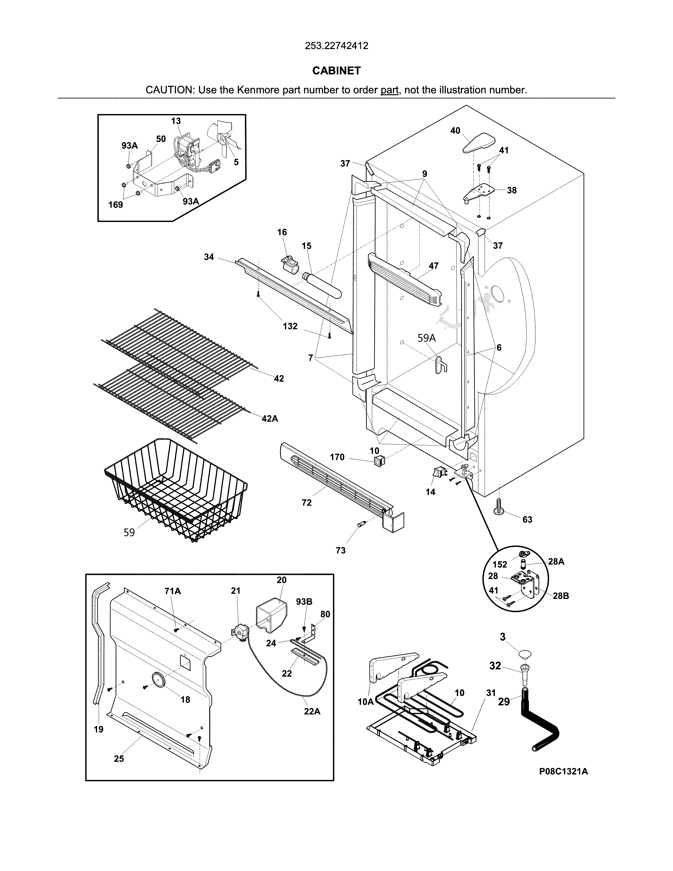 Kenmore 25322742412 cabinet diagram