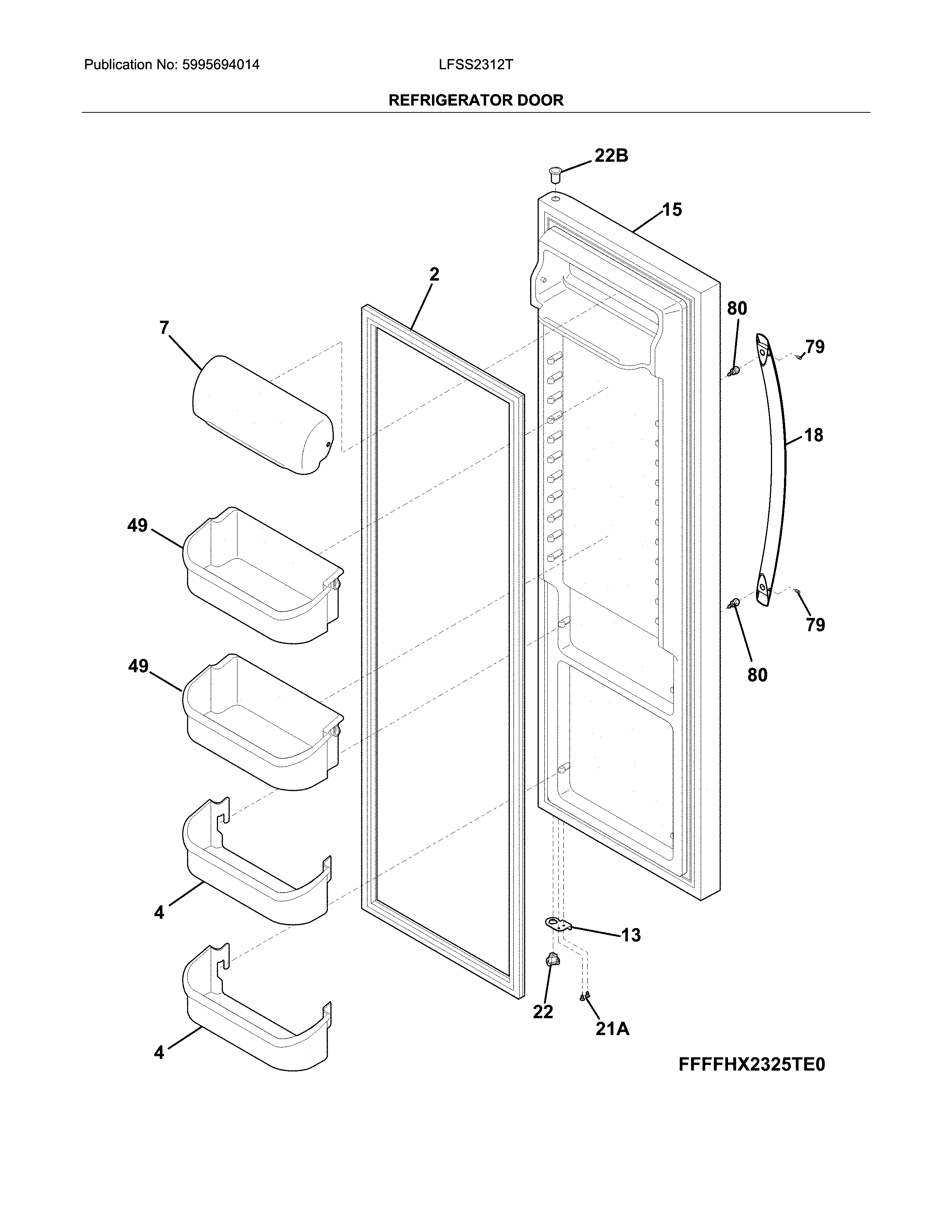 Frigidaire LFSS2312TP0 refrigerator door diagram