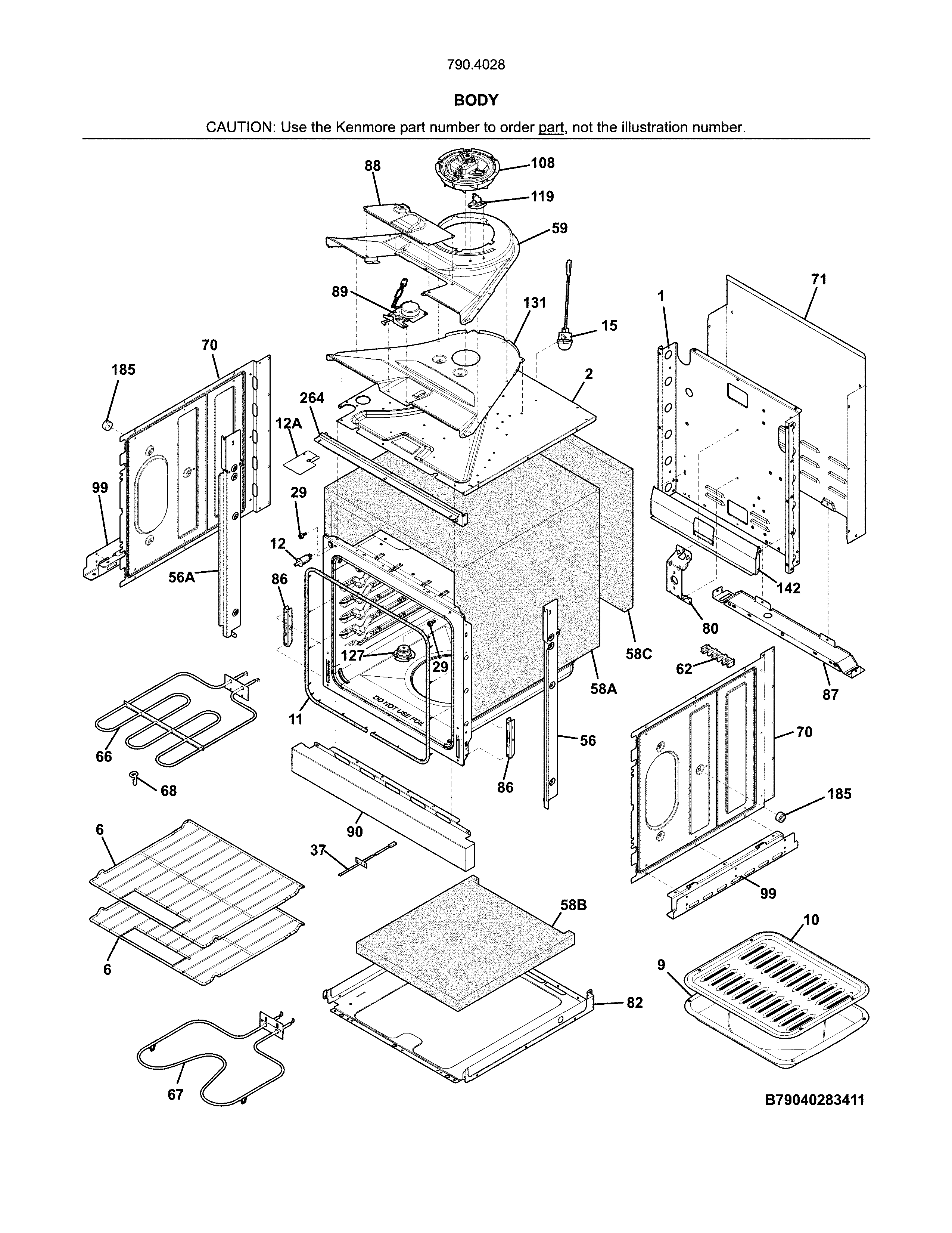 Kenmore 79040282412 body diagram