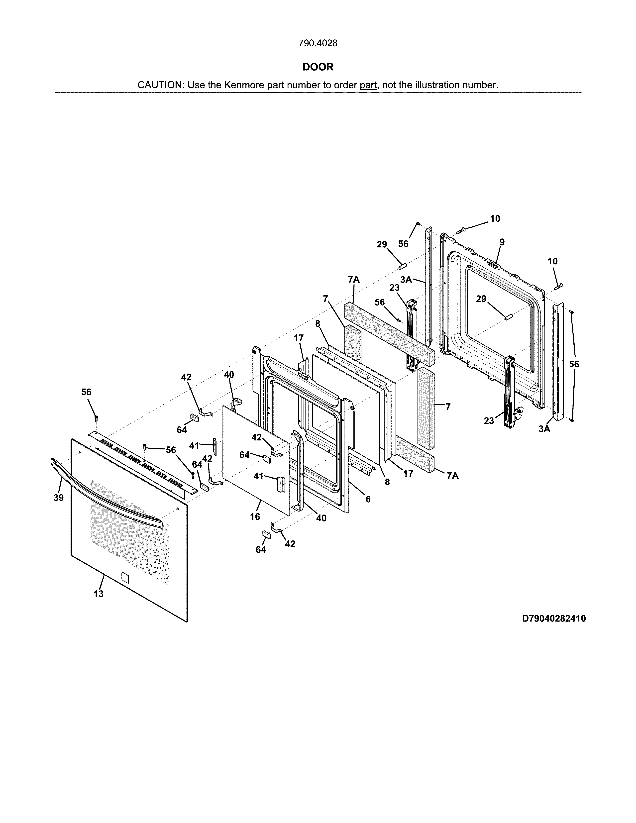 Kenmore 79040282412 door diagram