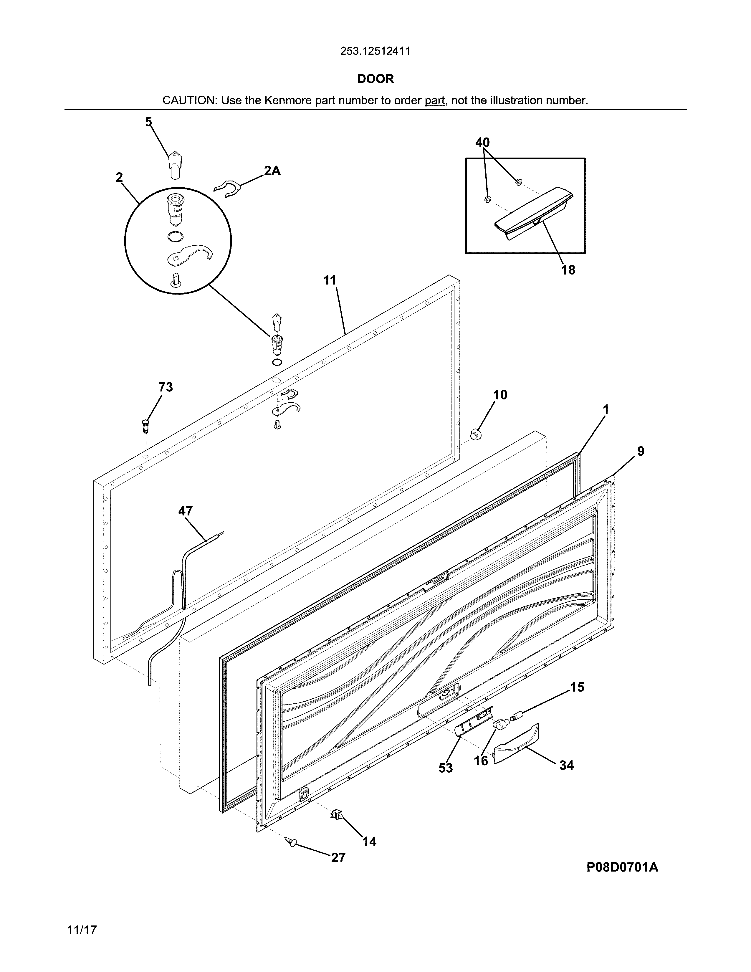 Kenmore 25312512411 door diagram