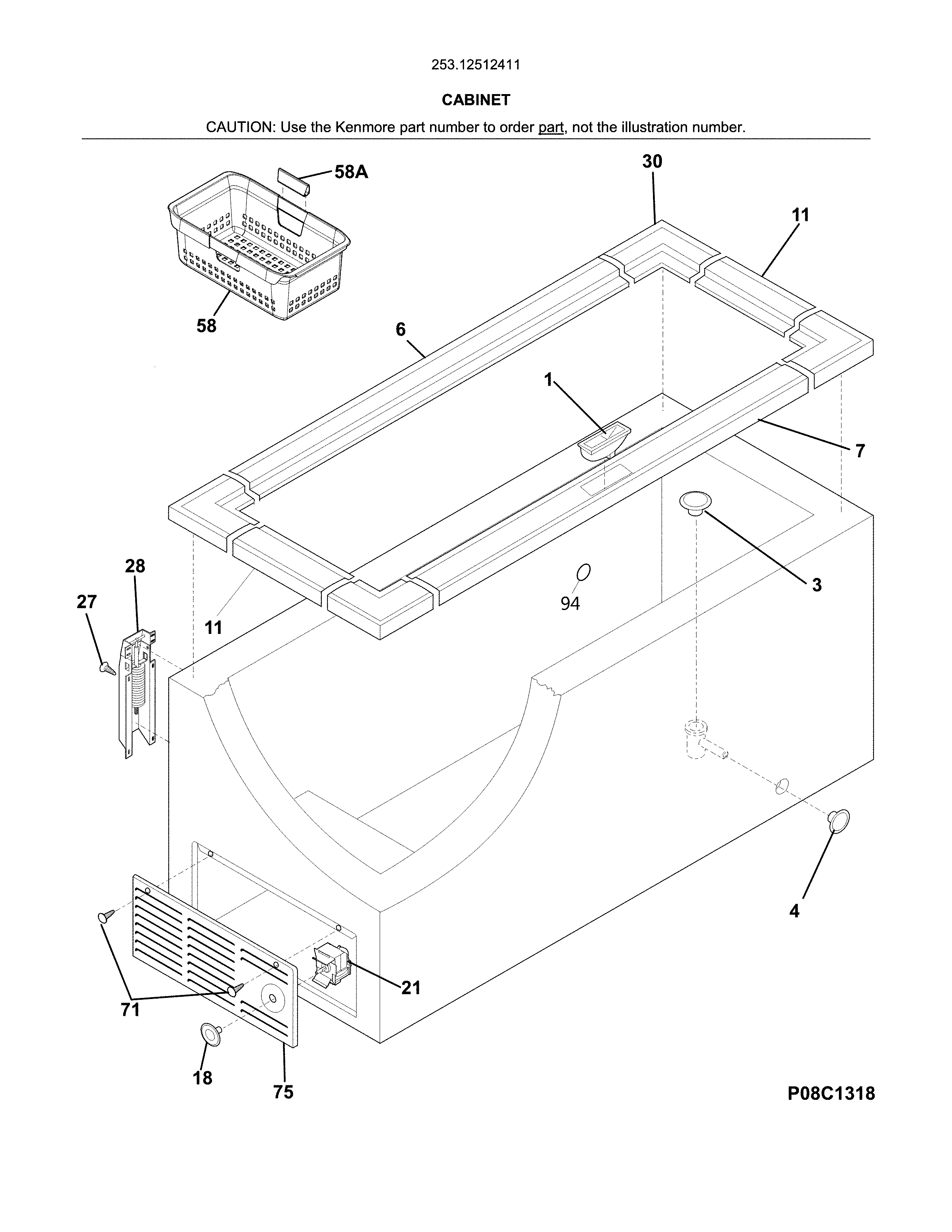 Kenmore 25312512411 cabinet diagram