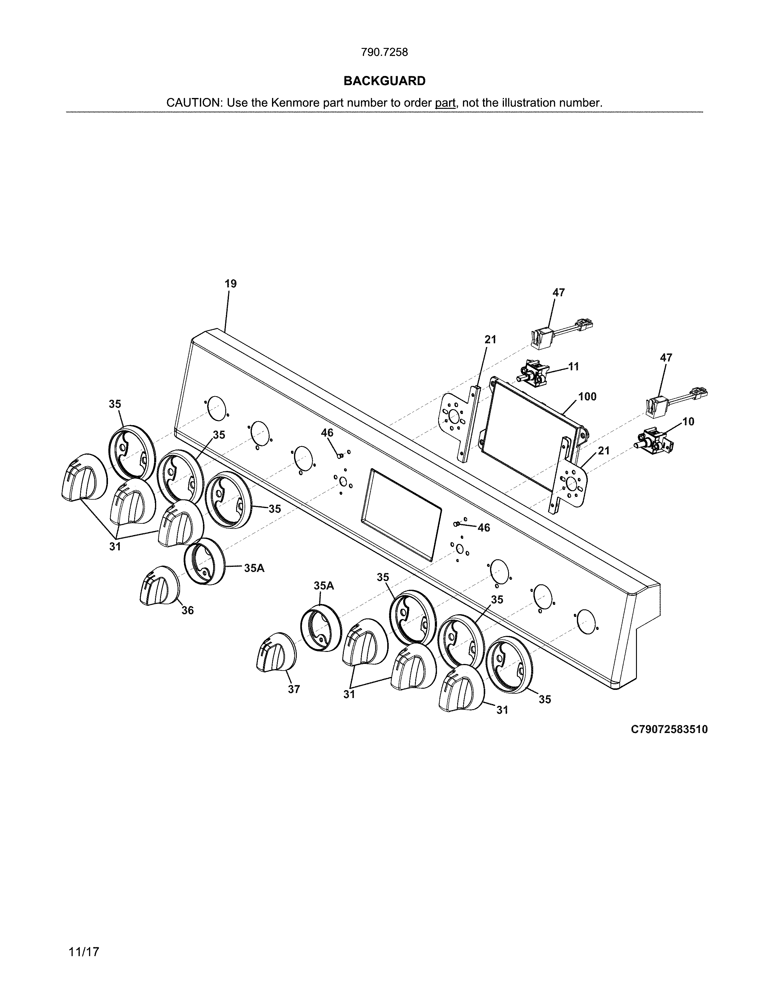 Kenmore Pro 79072583518 backguard diagram