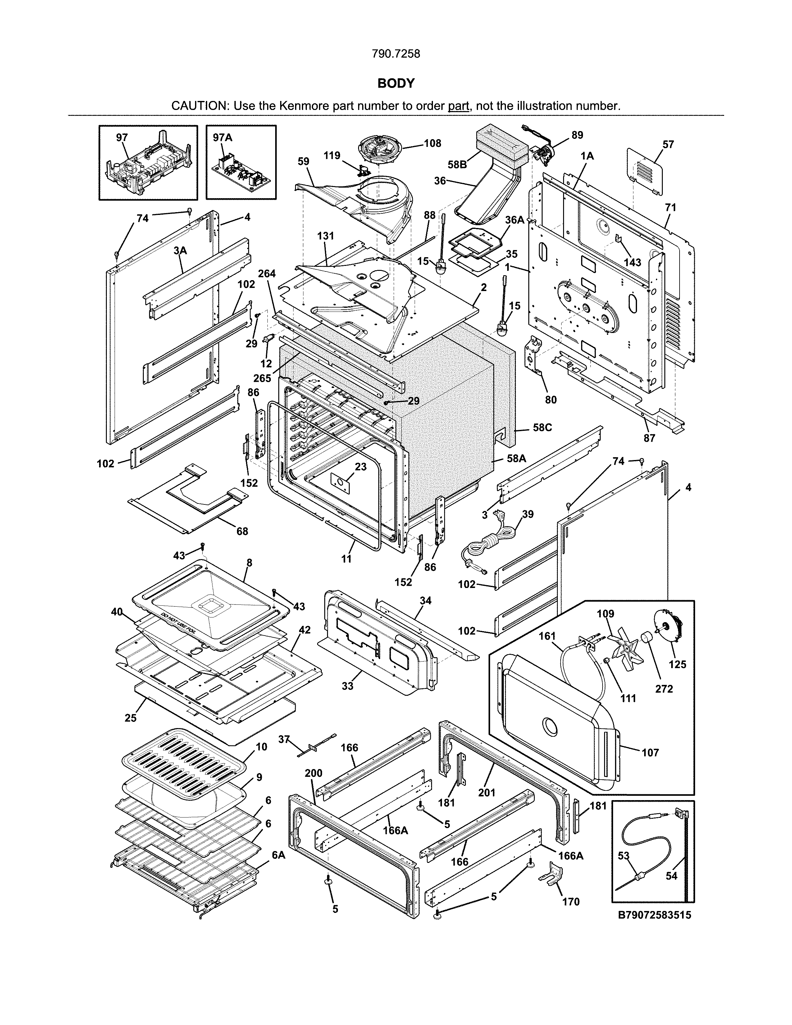 Kenmore Pro 79072583518 body diagram
