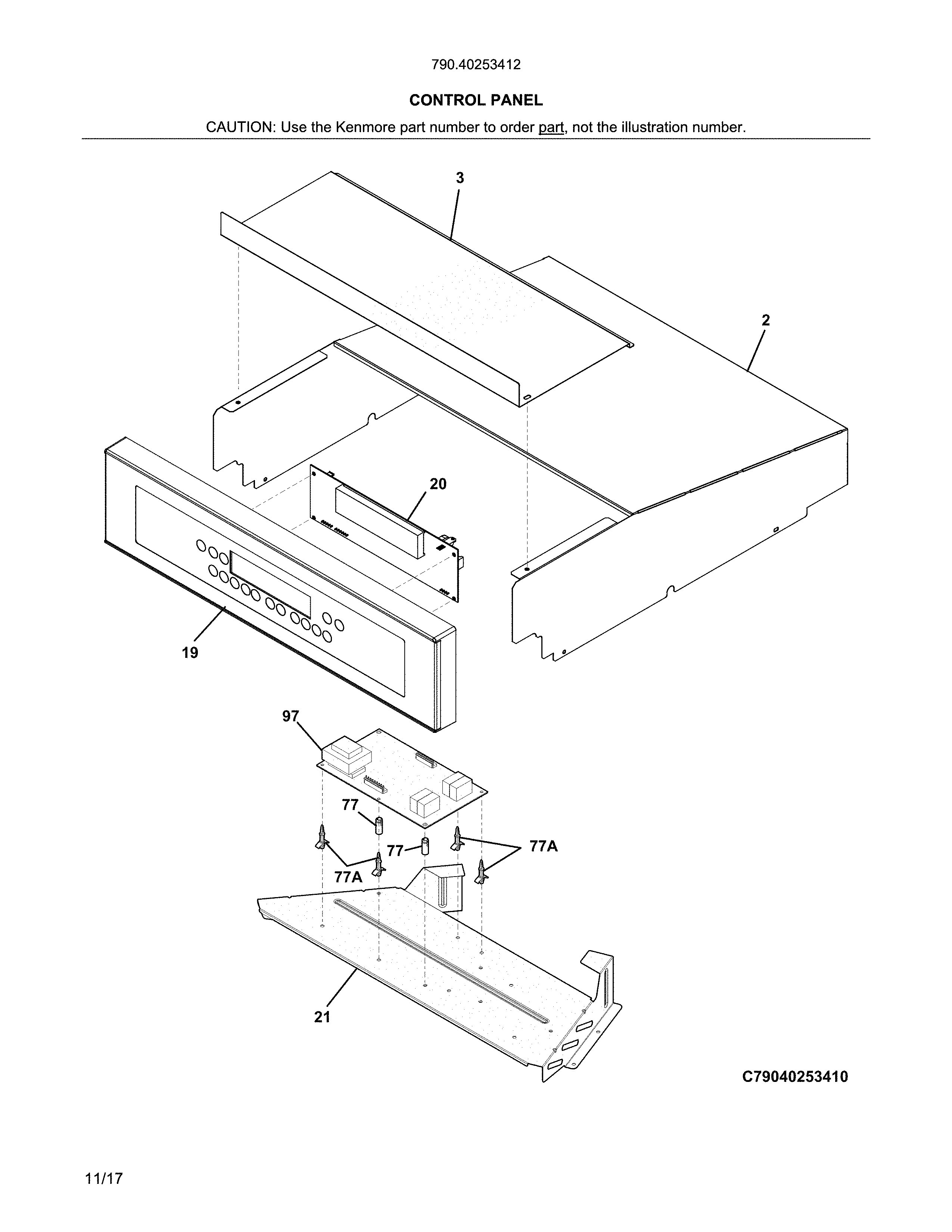 Kenmore 79040253412 control panel diagram