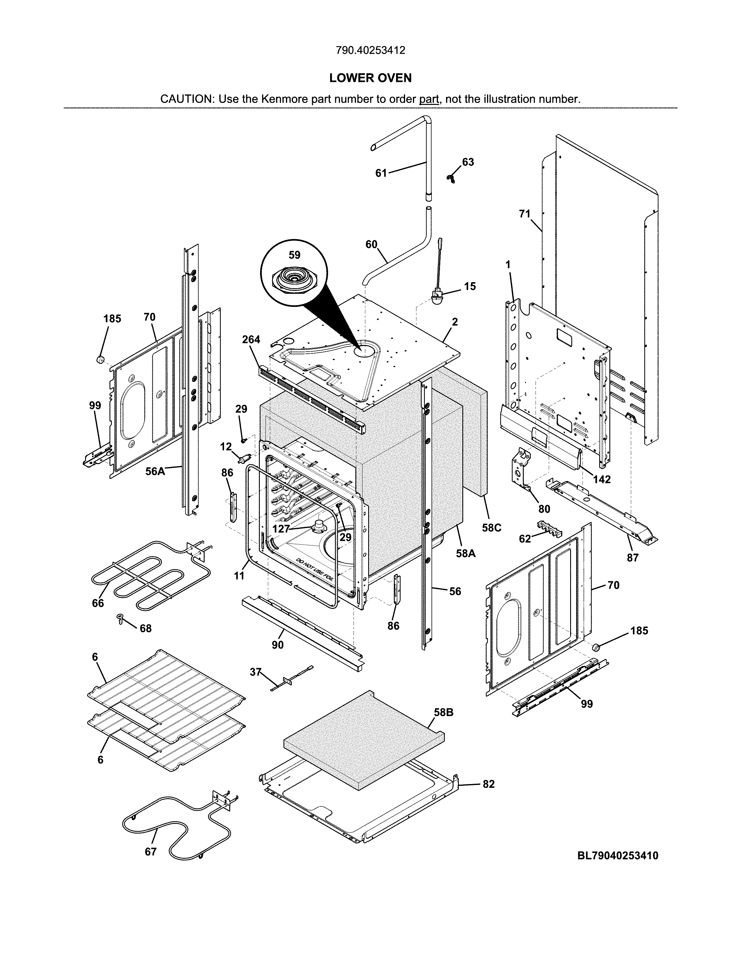 Kenmore 79040253412 lower oven diagram