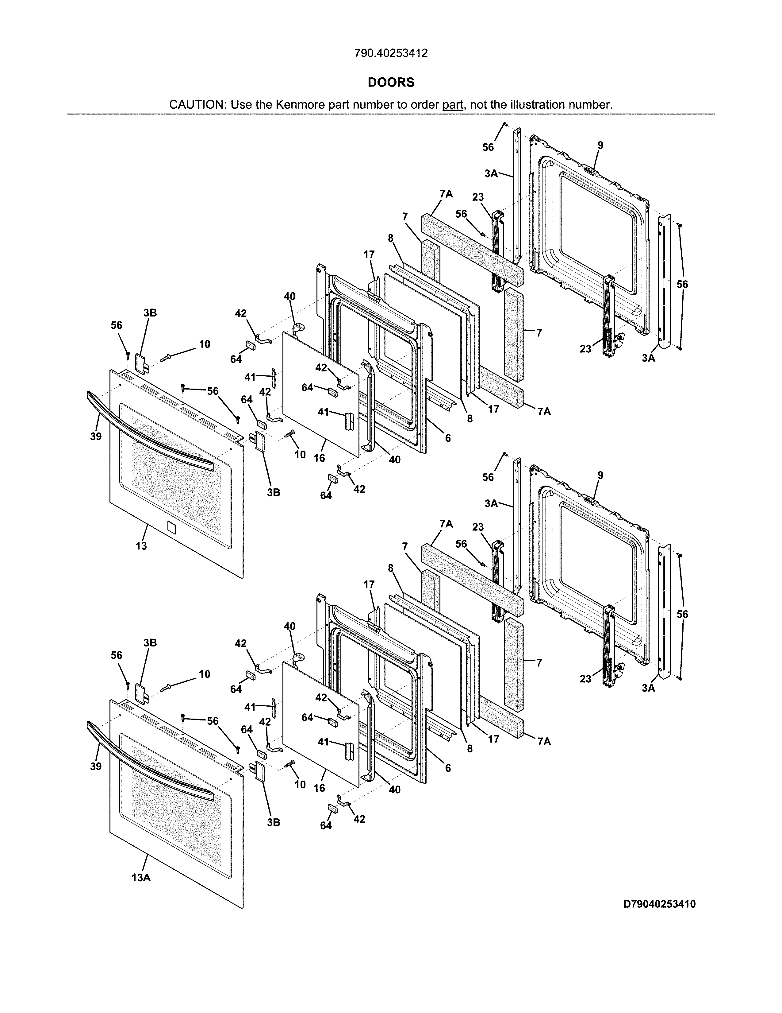 Kenmore 79040253412 doors diagram