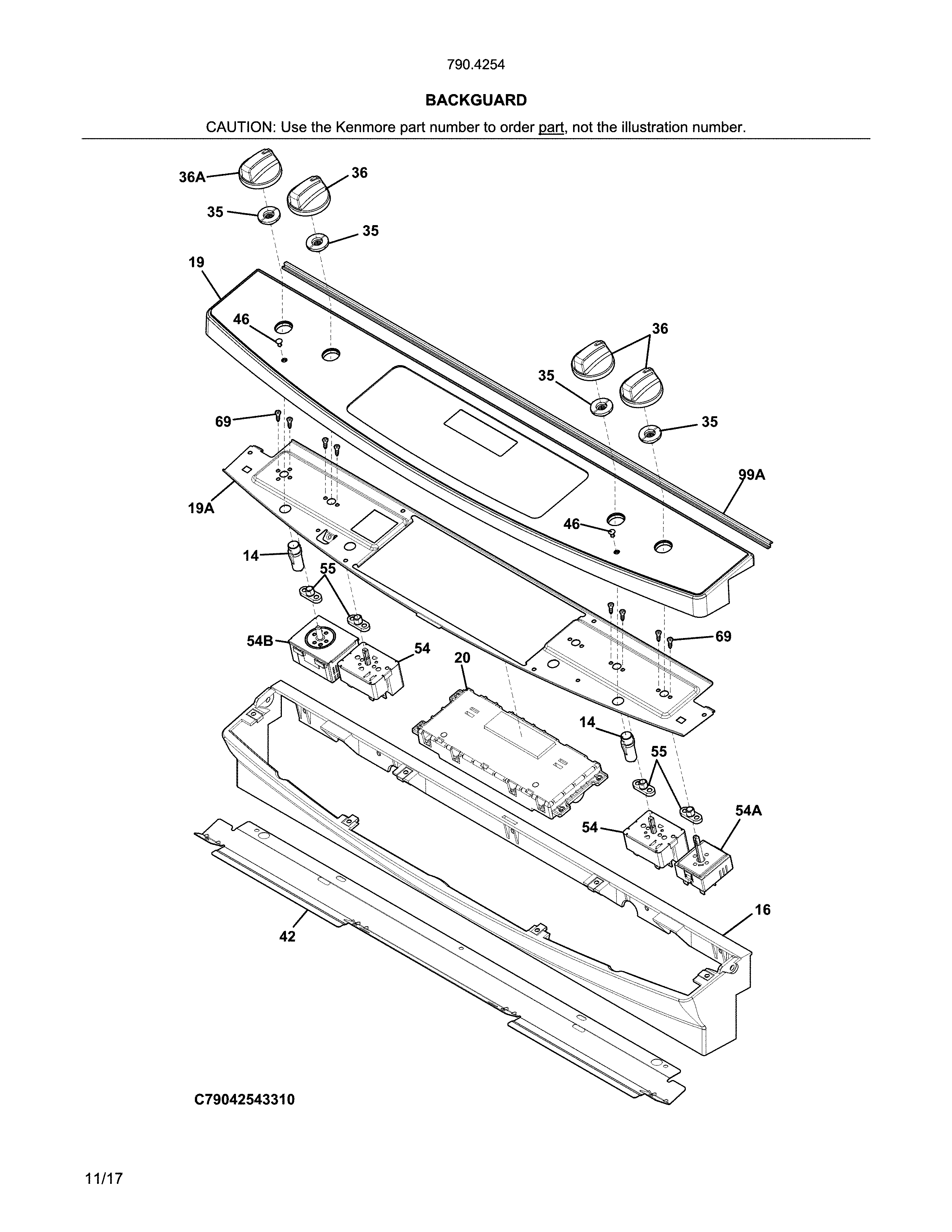 Kenmore 79042543319 backguard diagram