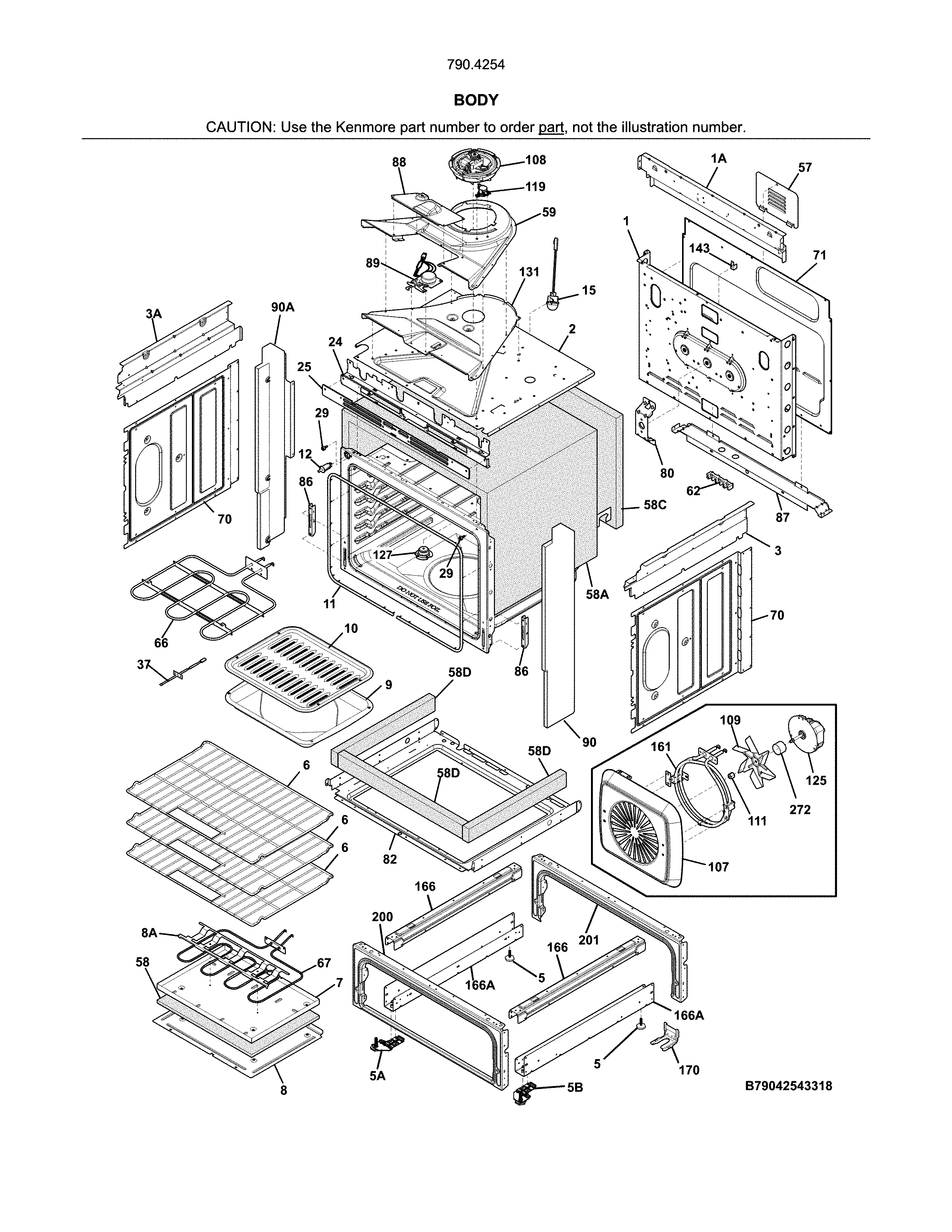 Kenmore 79042543319 body diagram