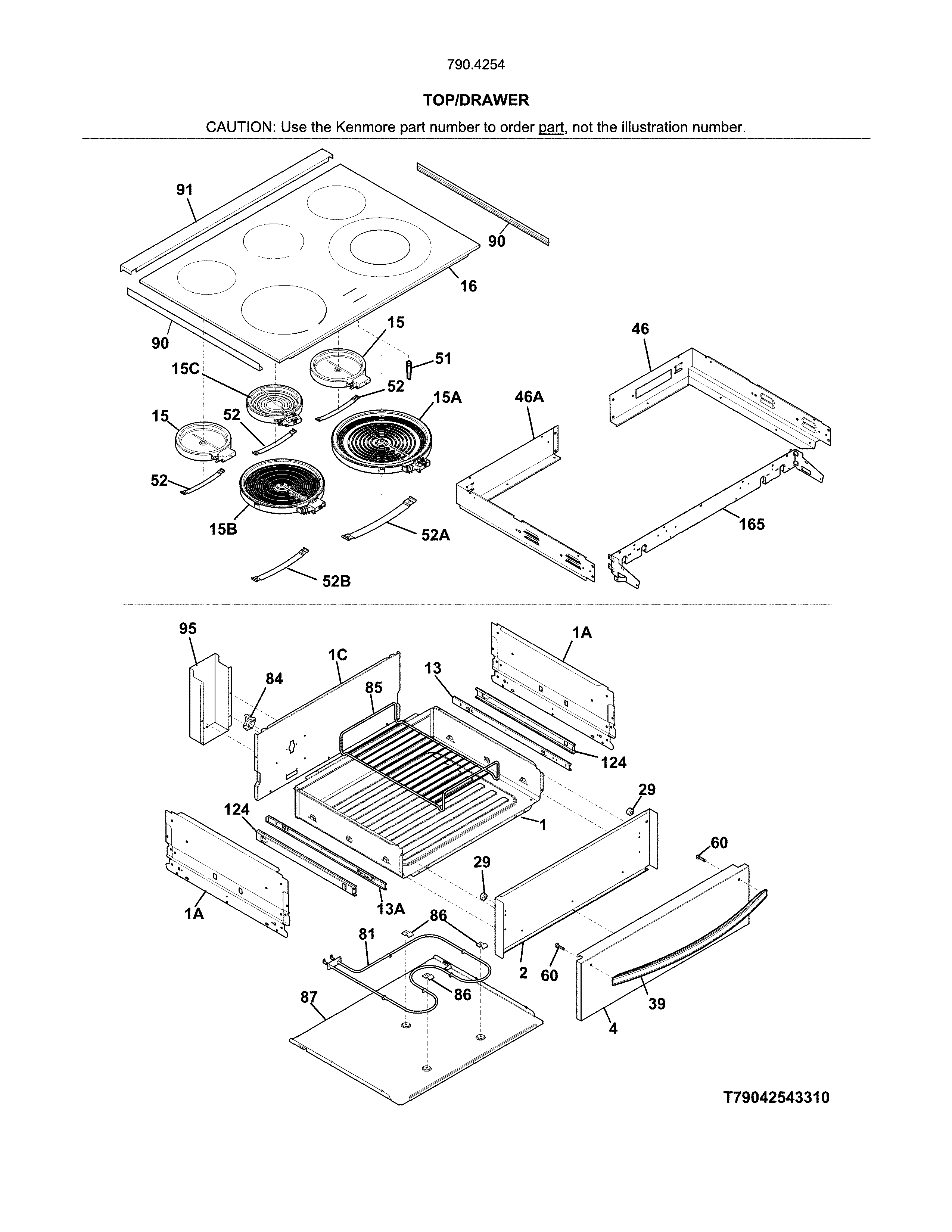Kenmore 79042543319 top/drawer diagram