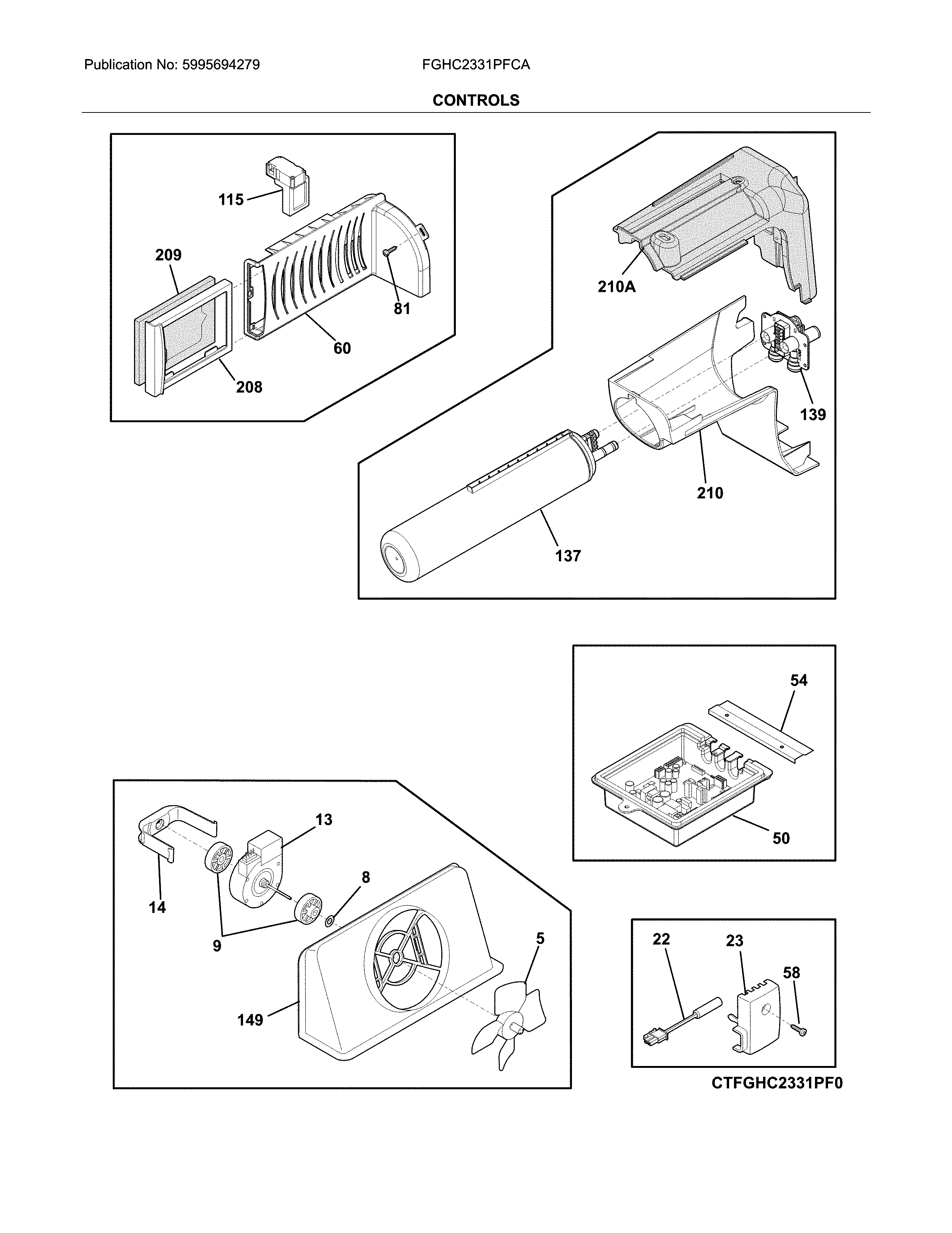 Frigidaire FGHC2331PFCA controls diagram