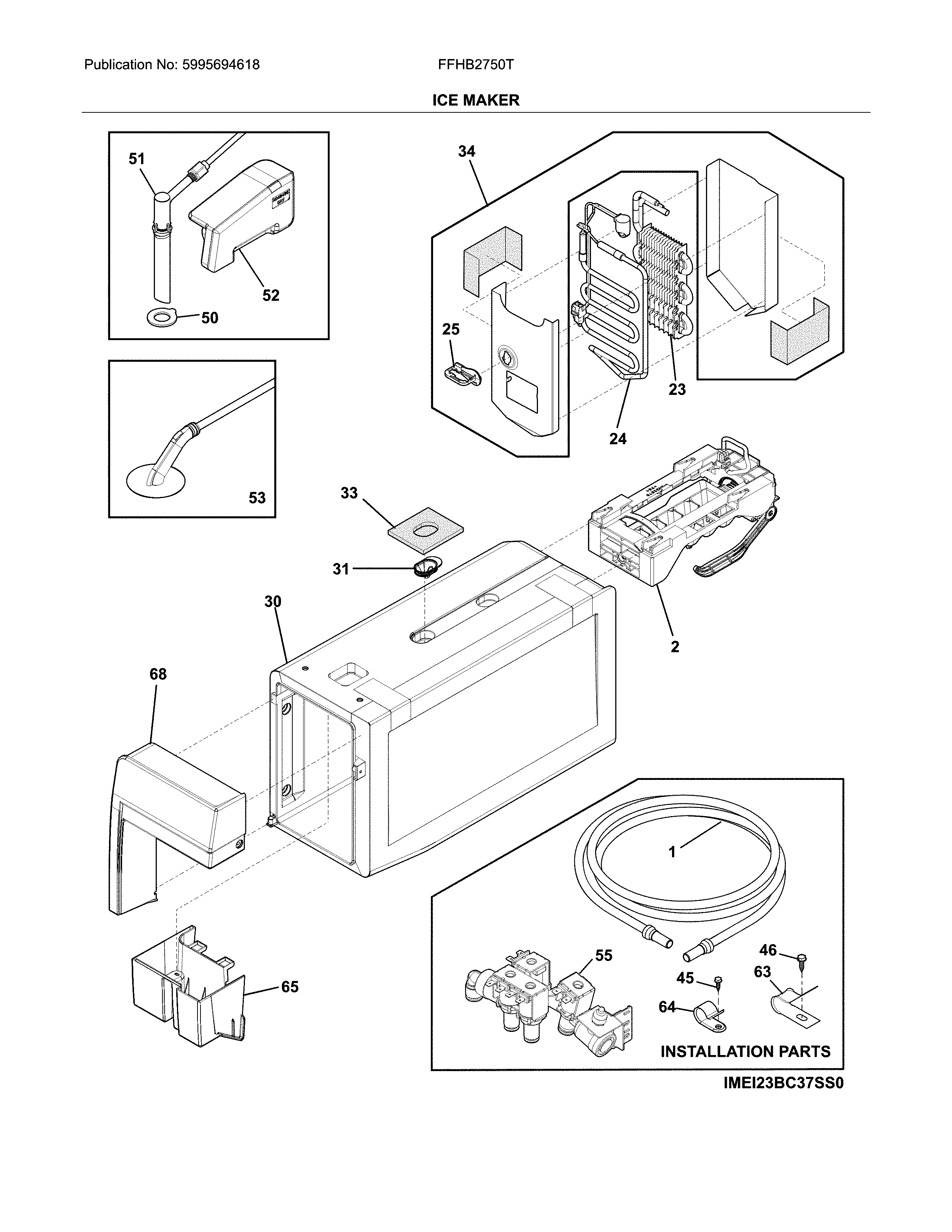 Frigidaire FFHB2750TD3 ice maker diagram