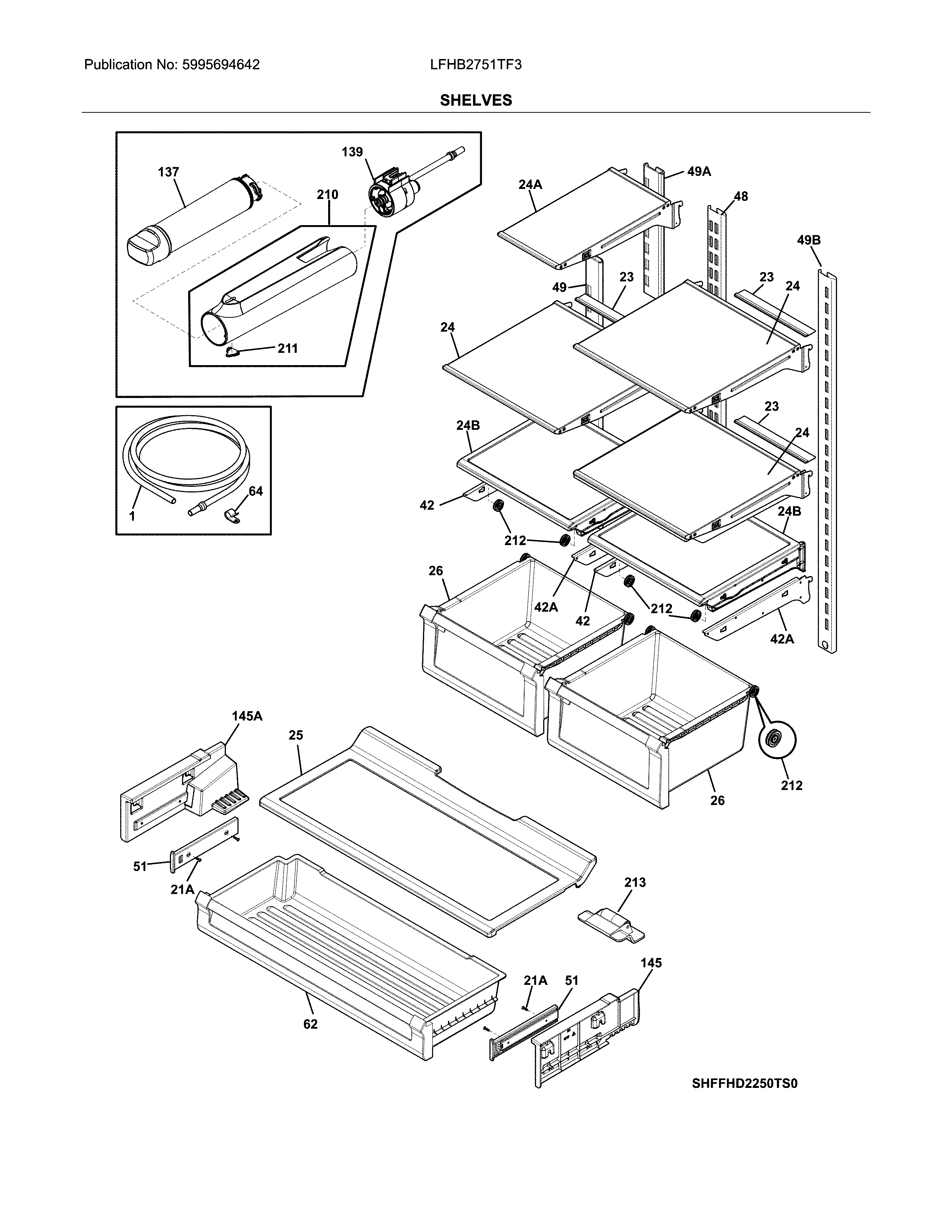 Frigidaire LFHB2751TF3 shelves diagram