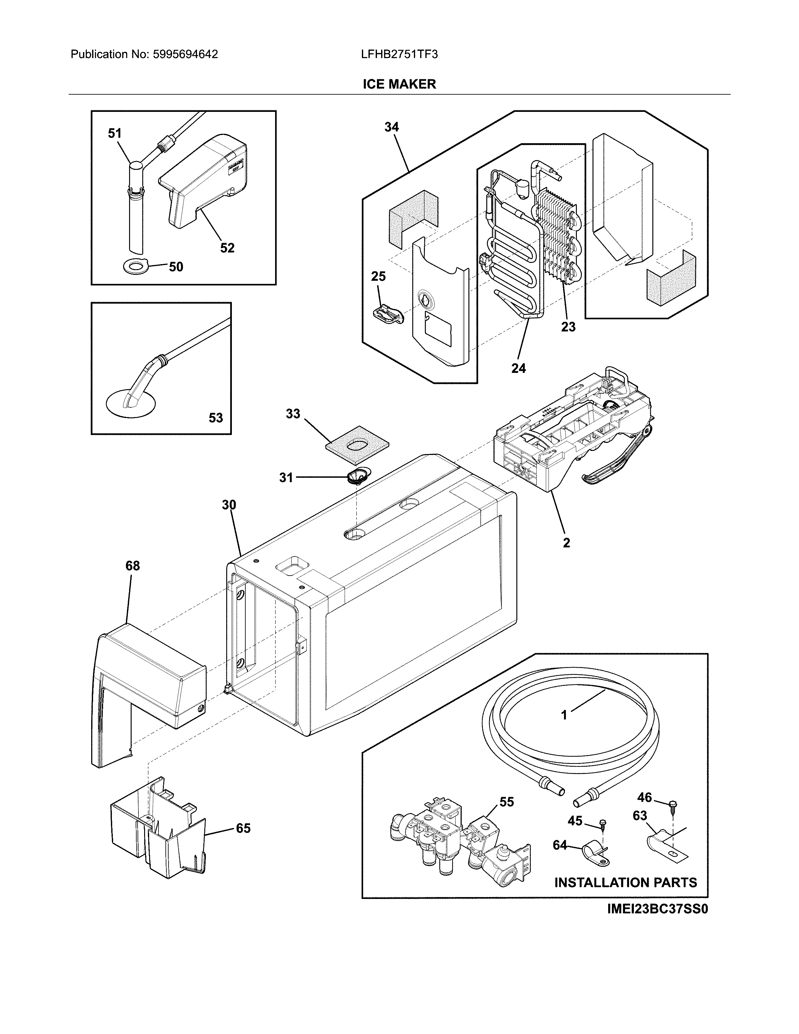 Frigidaire LFHB2751TF3 ice maker diagram