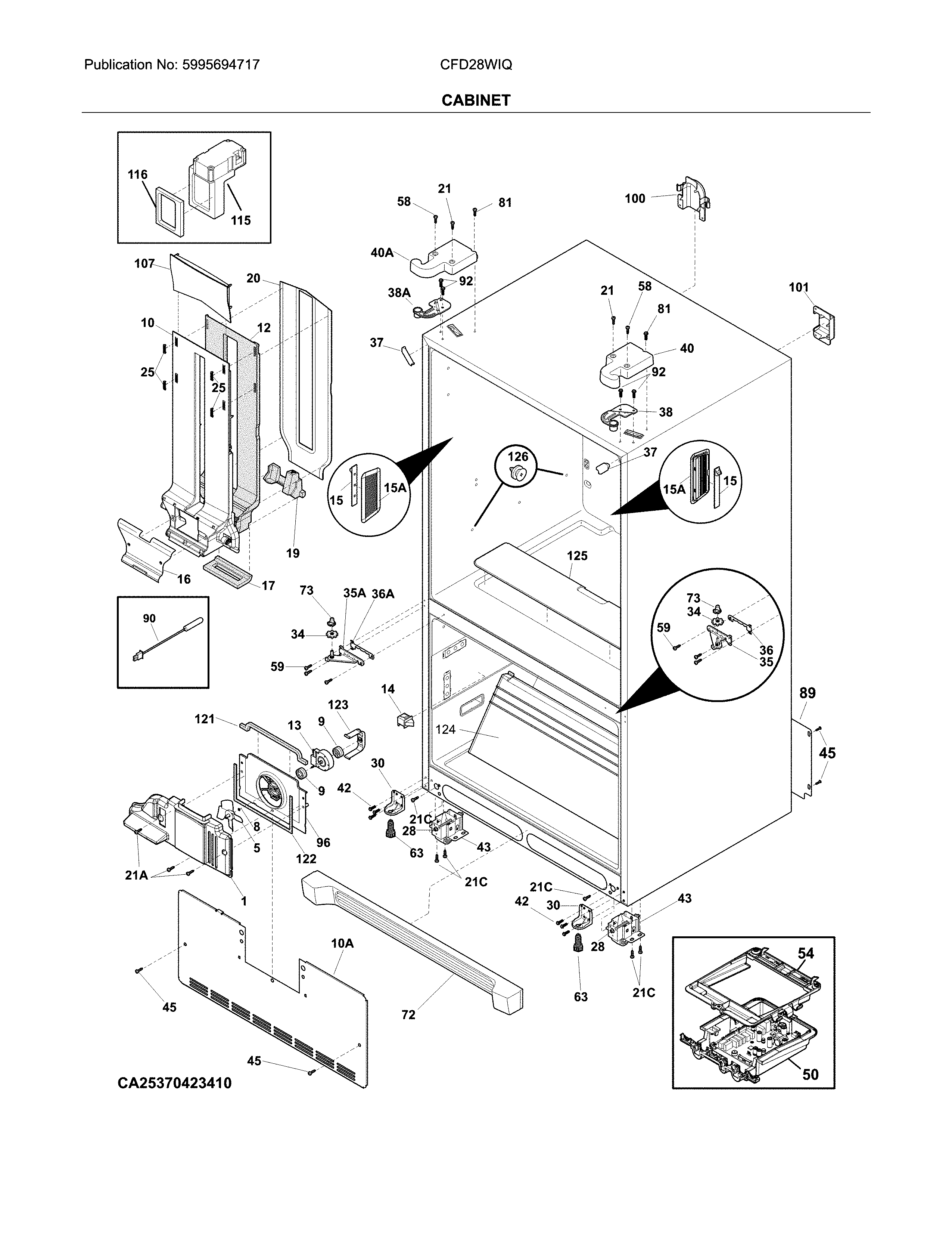 Crosley CFD28WIQB0 cabinet diagram
