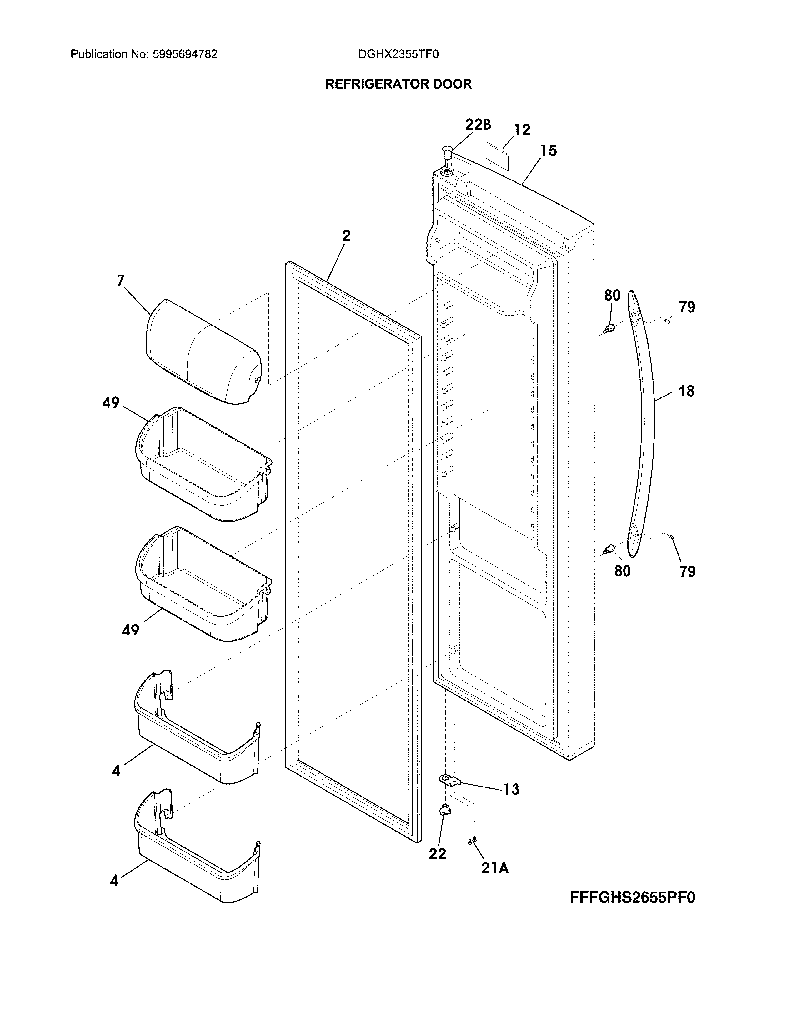 Frigidaire DGHX2355TF0 refrigerator door diagram