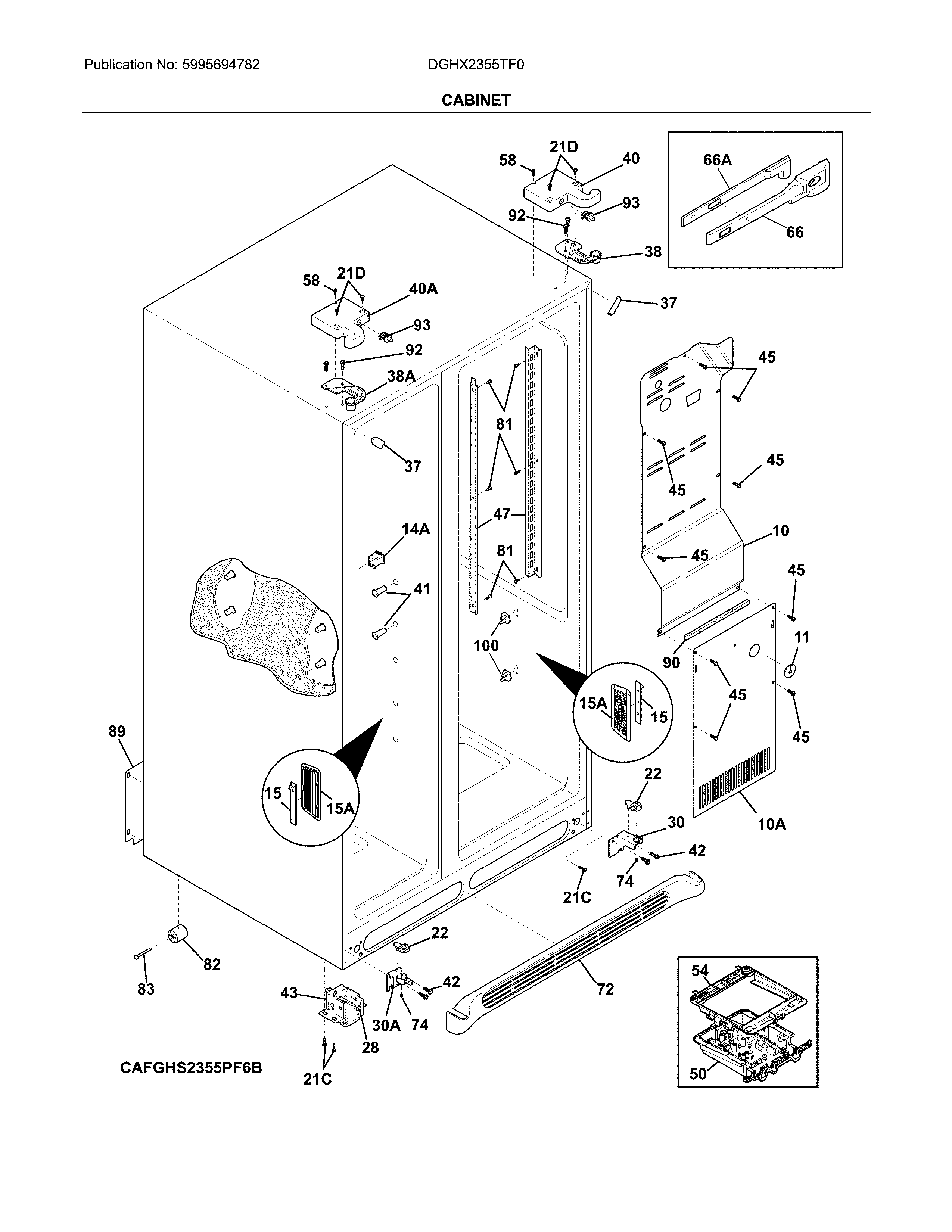 Frigidaire DGHX2355TF0 cabinet diagram