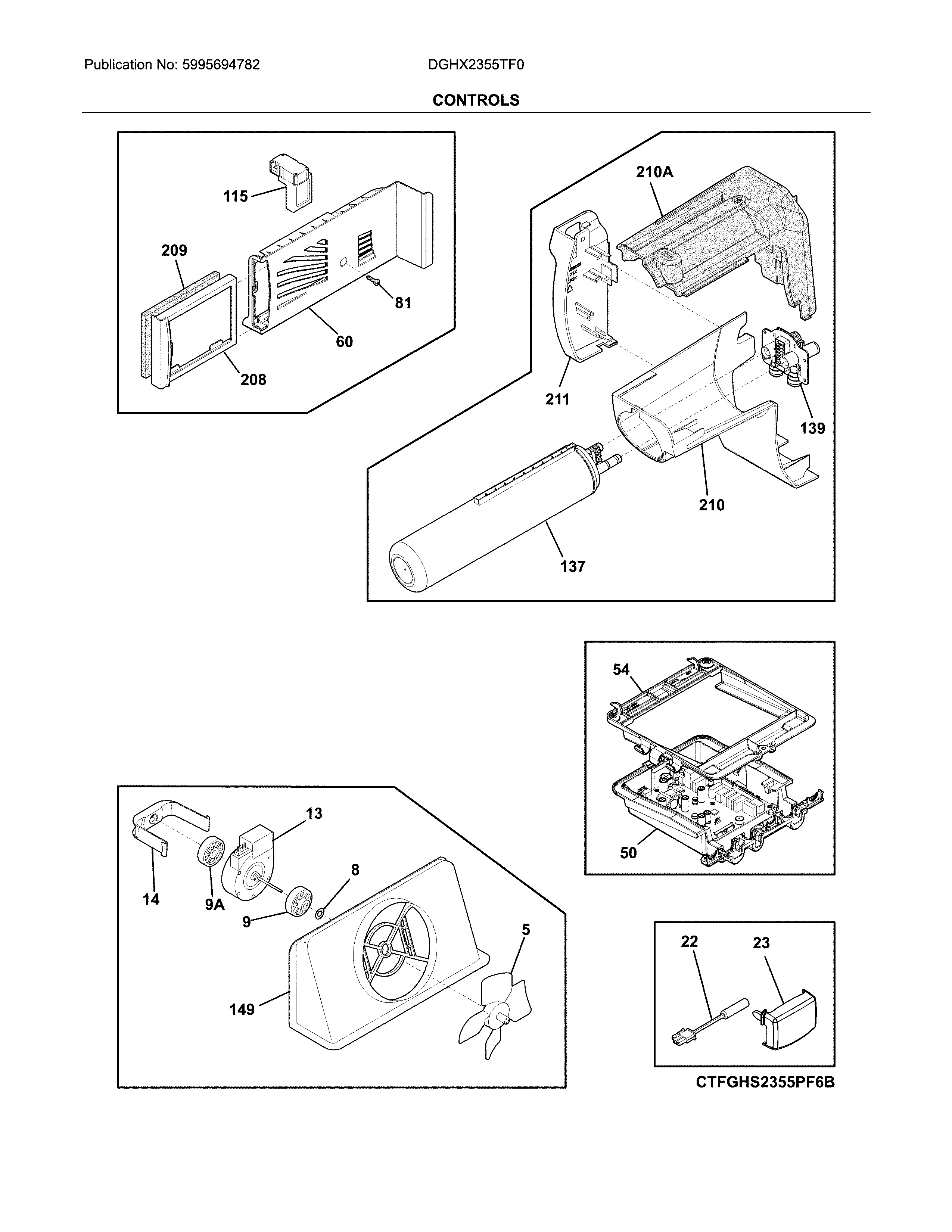 Frigidaire DGHX2355TF0 controls diagram