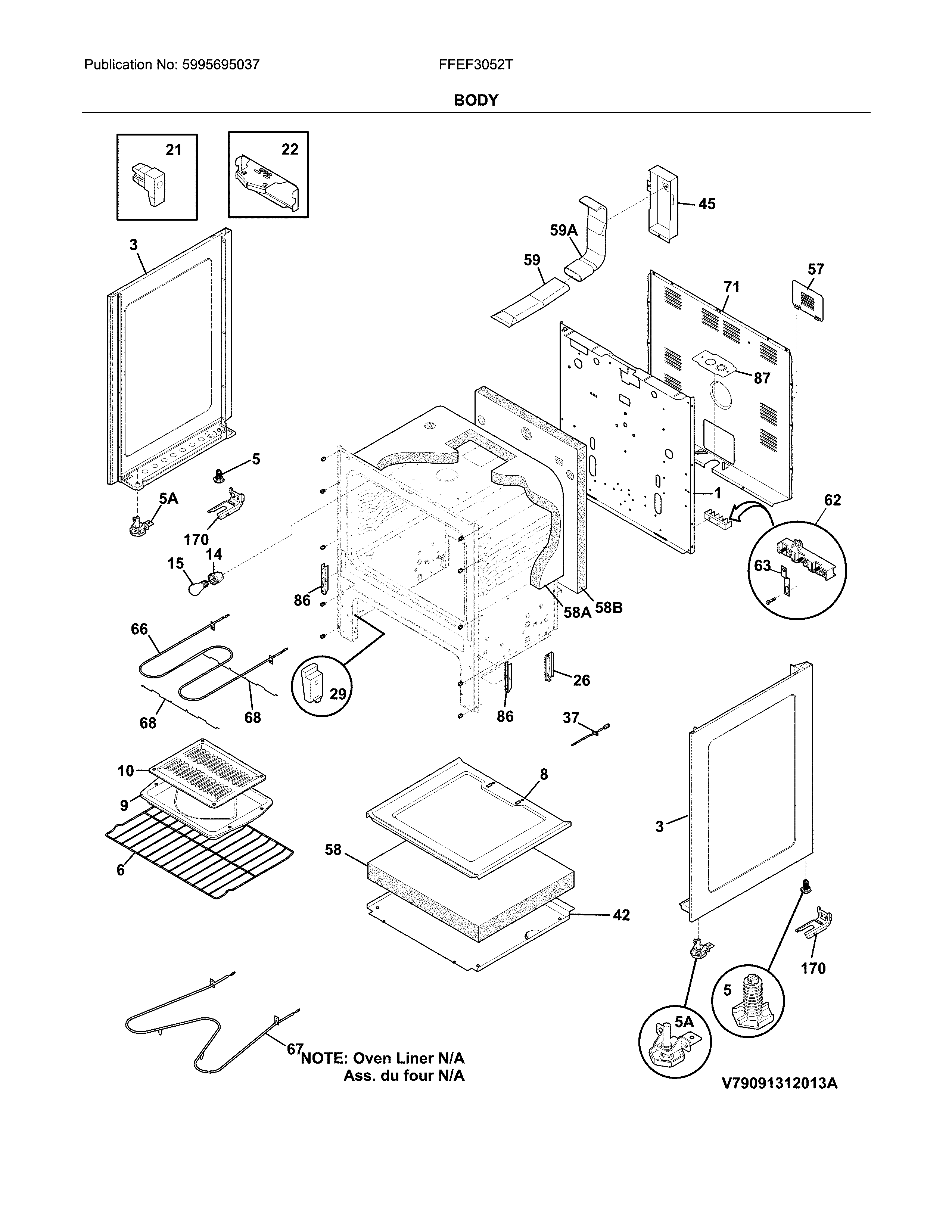 Frigidaire FFEF3052TSD body diagram