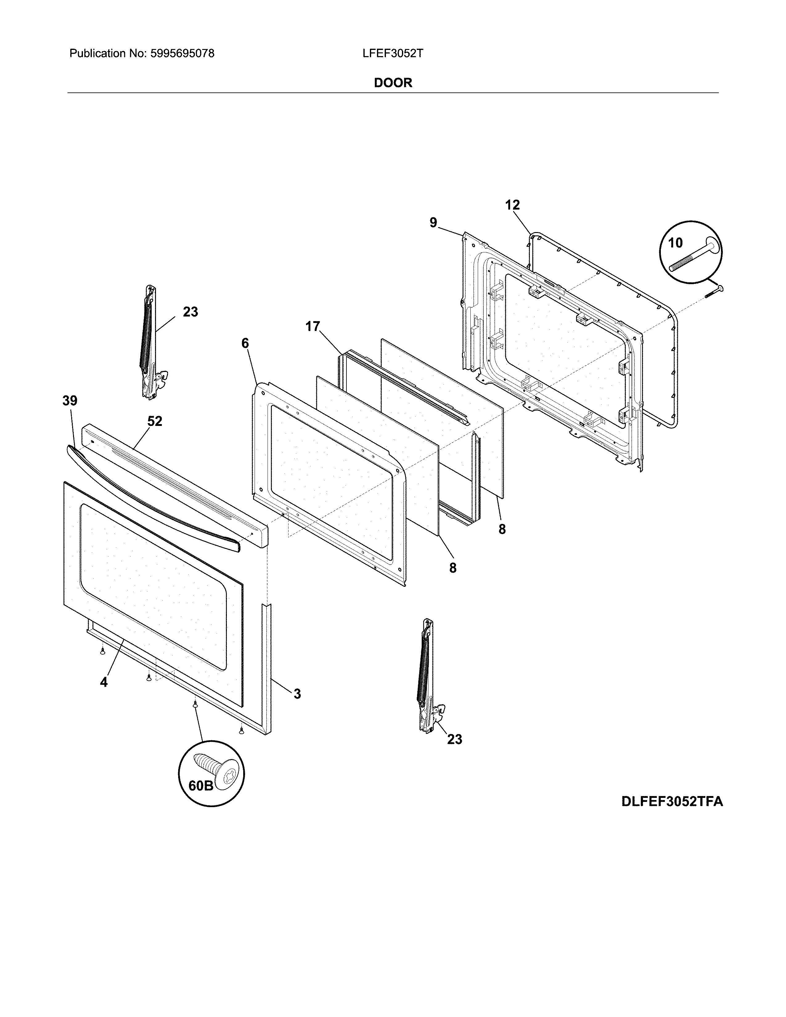 Frigidaire LFEF3052TFB door diagram