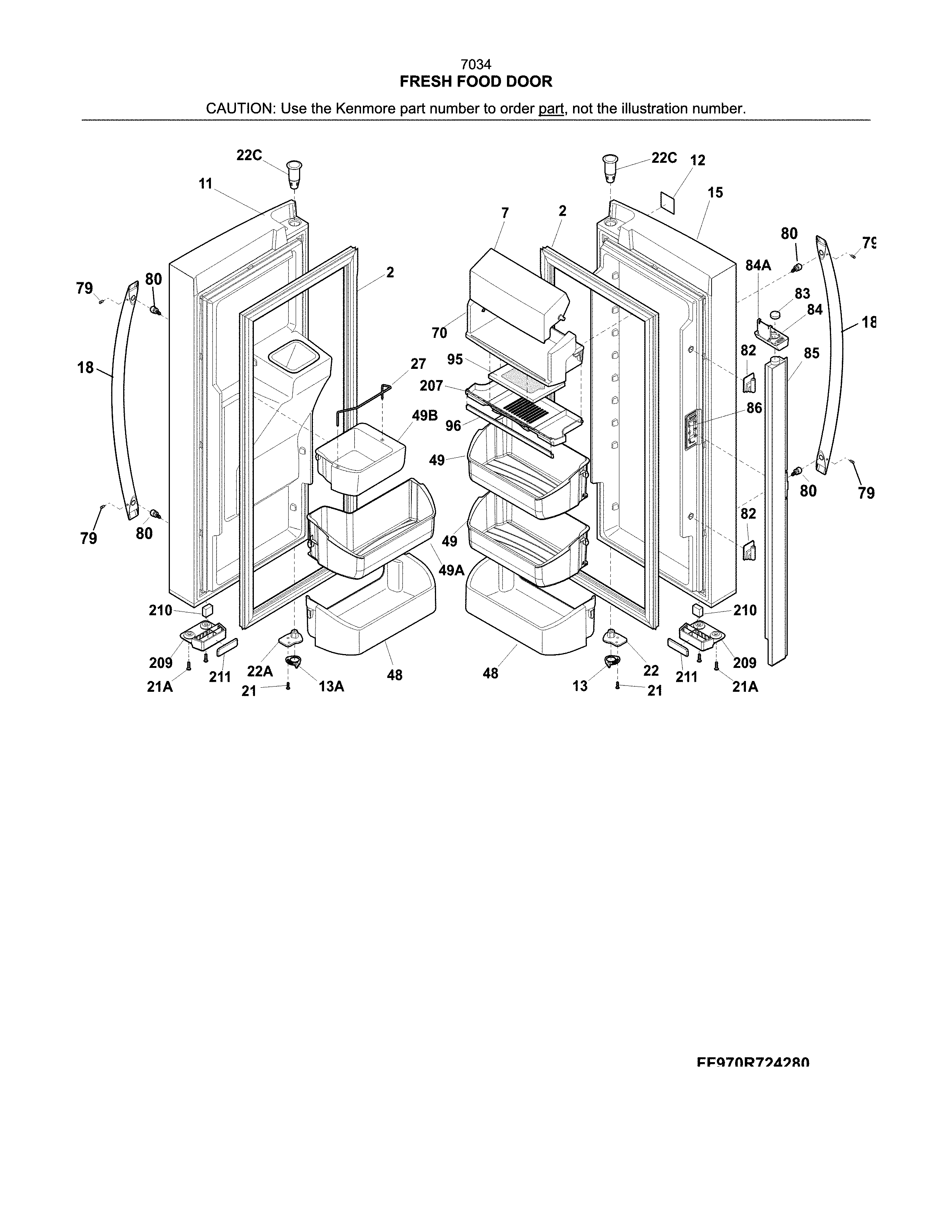 Kenmore 25370349410 fresh food door diagram