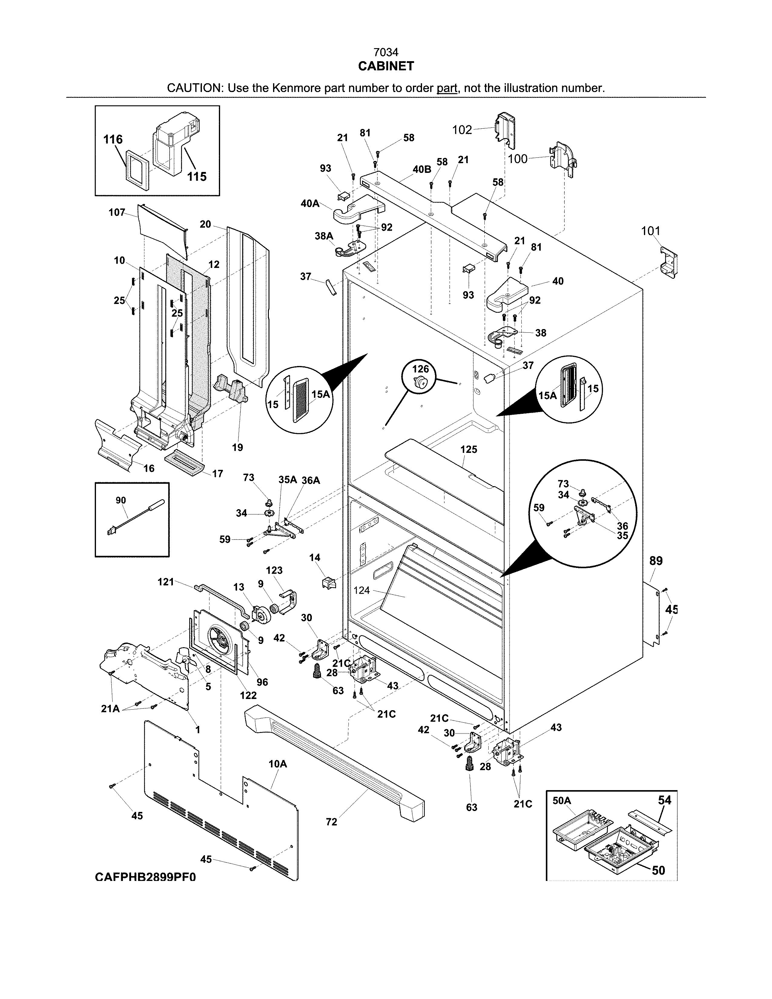 Kenmore 25370349410 cabinet diagram