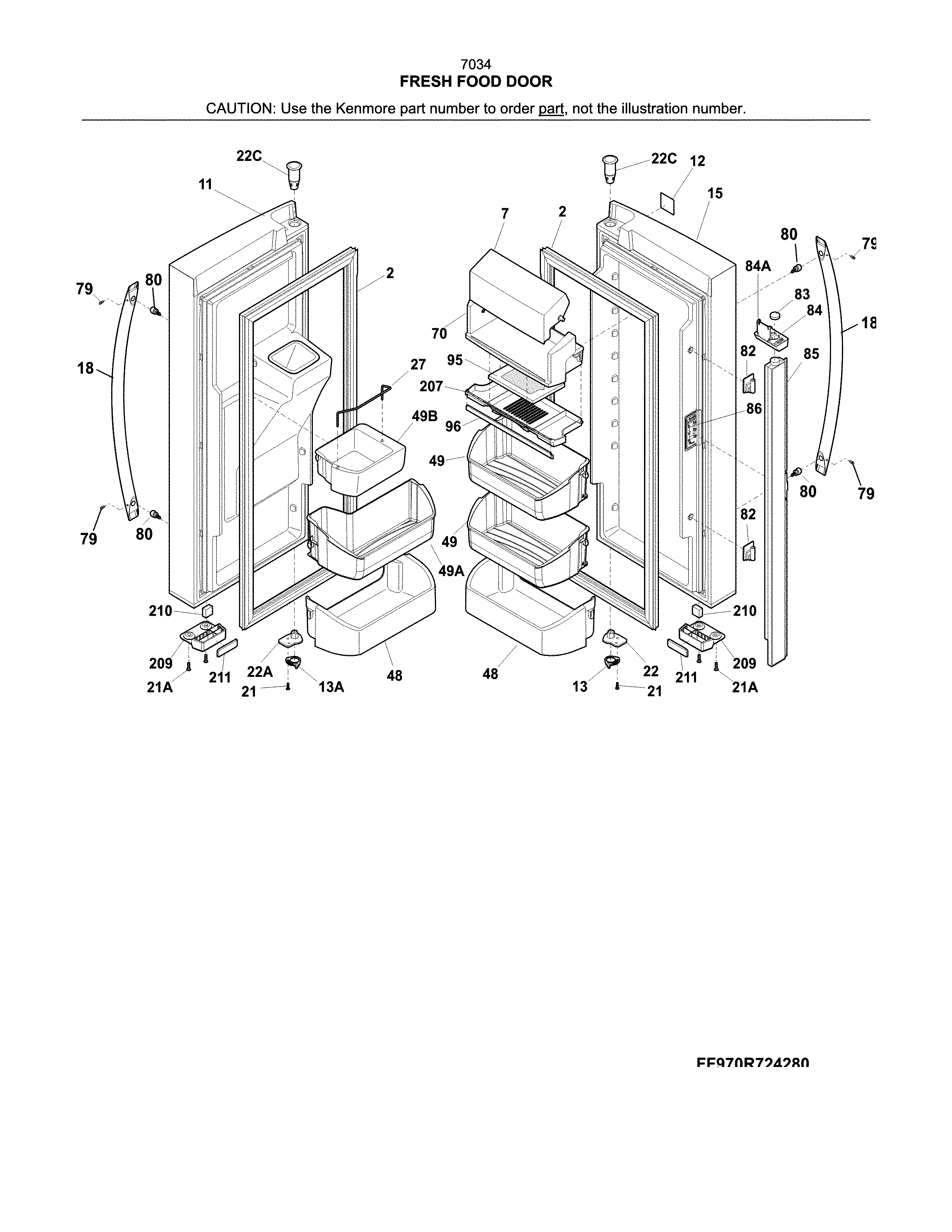 Kenmore 25370349413 fresh food door diagram