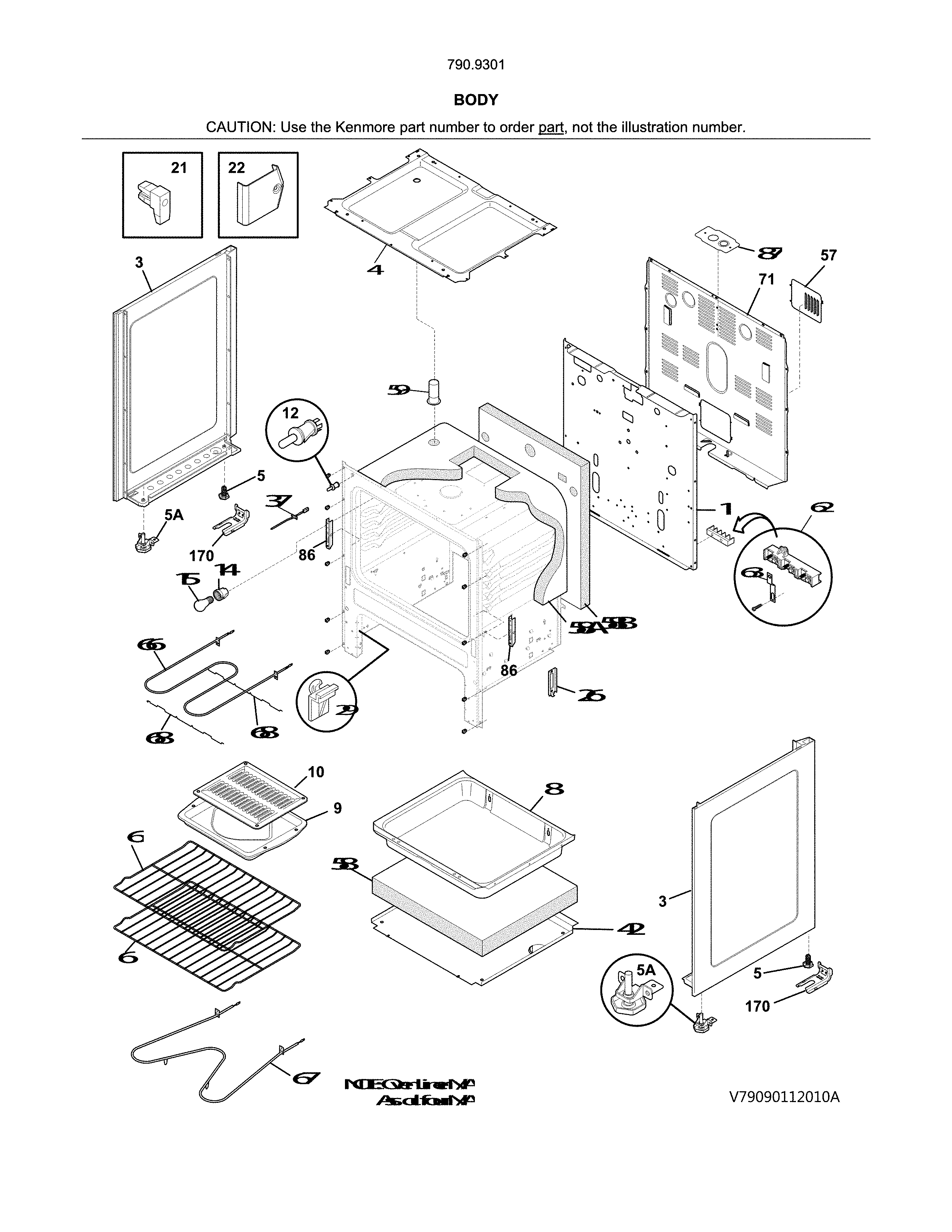 Kenmore 79093012313 body diagram