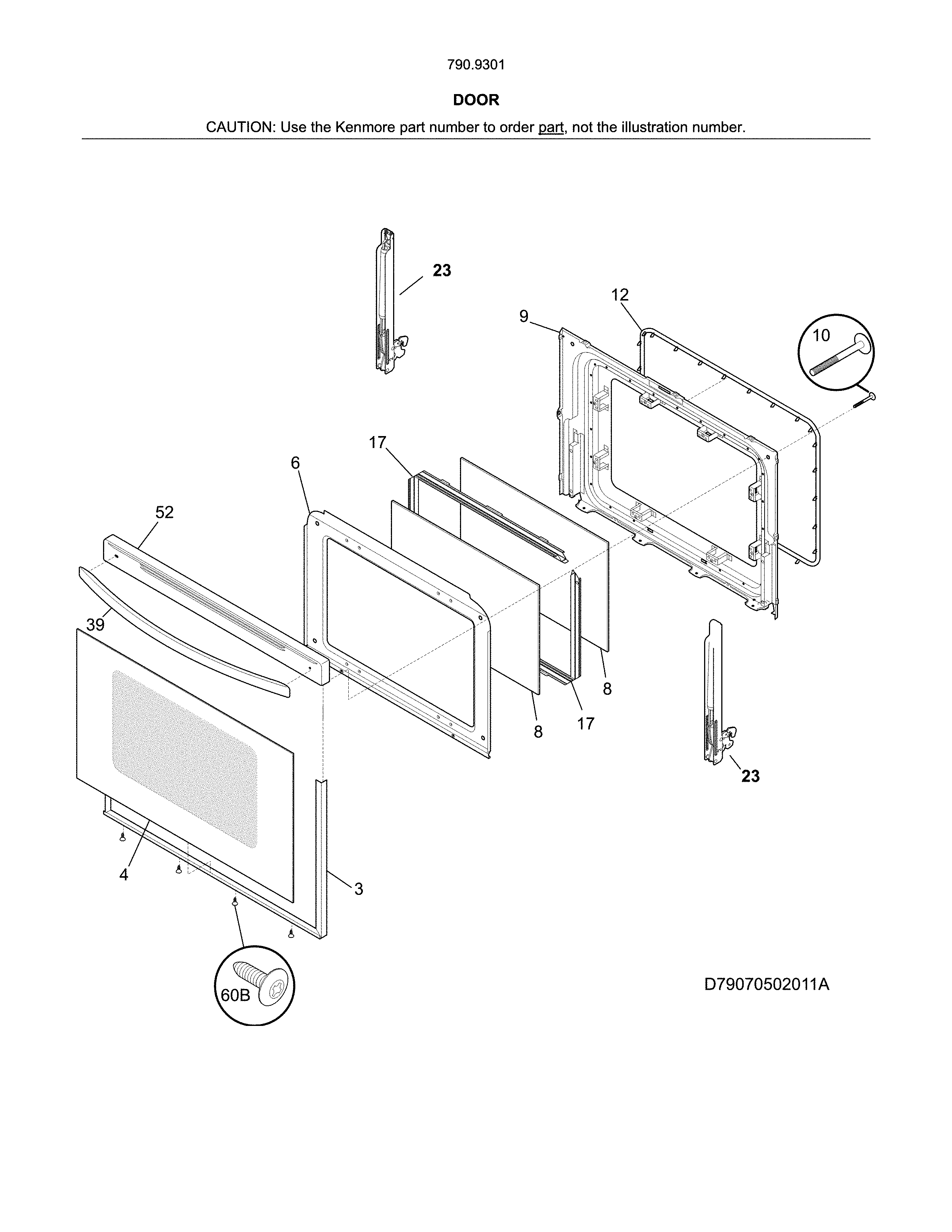 Kenmore 79093012313 door diagram