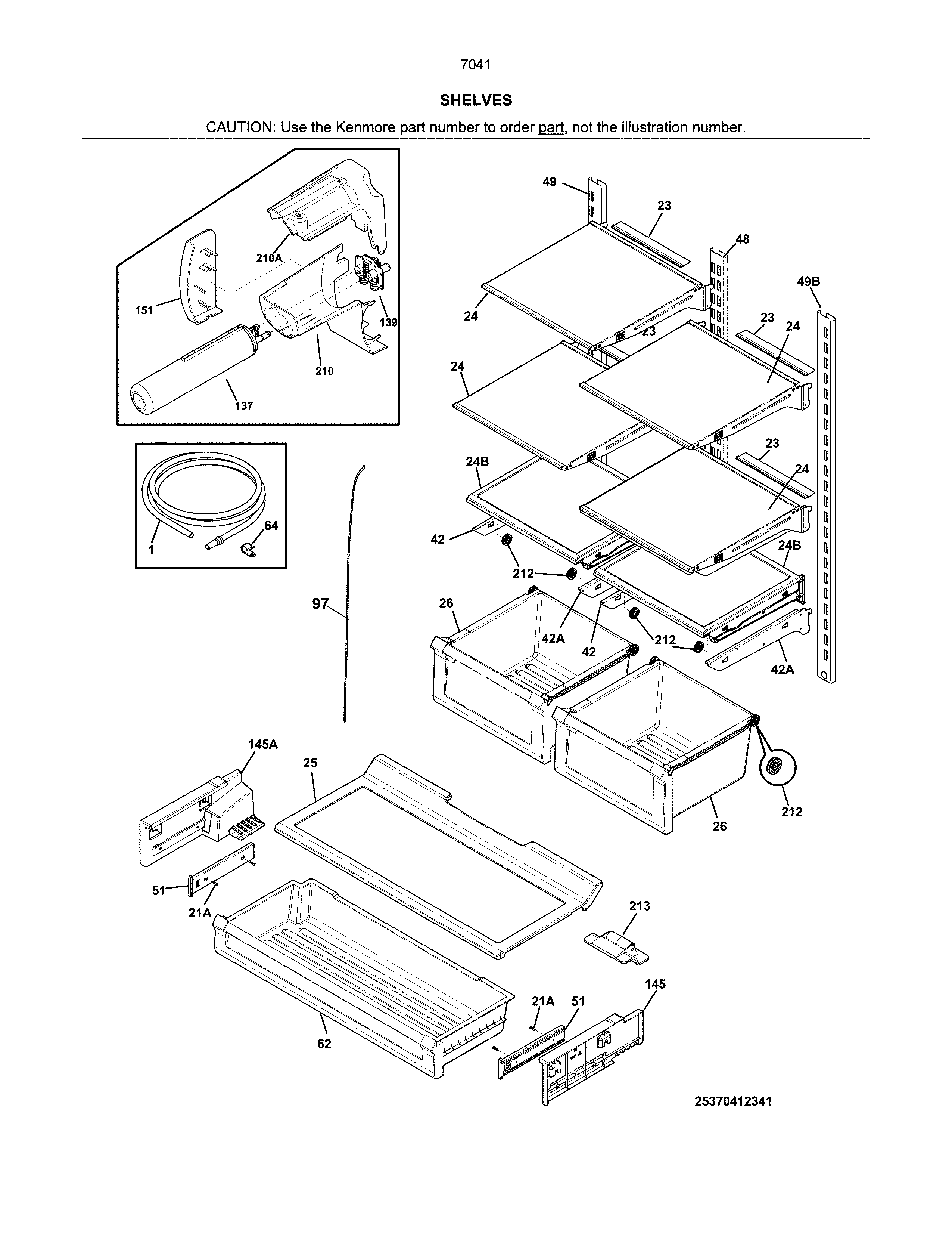Kenmore 2537041941D shelves diagram